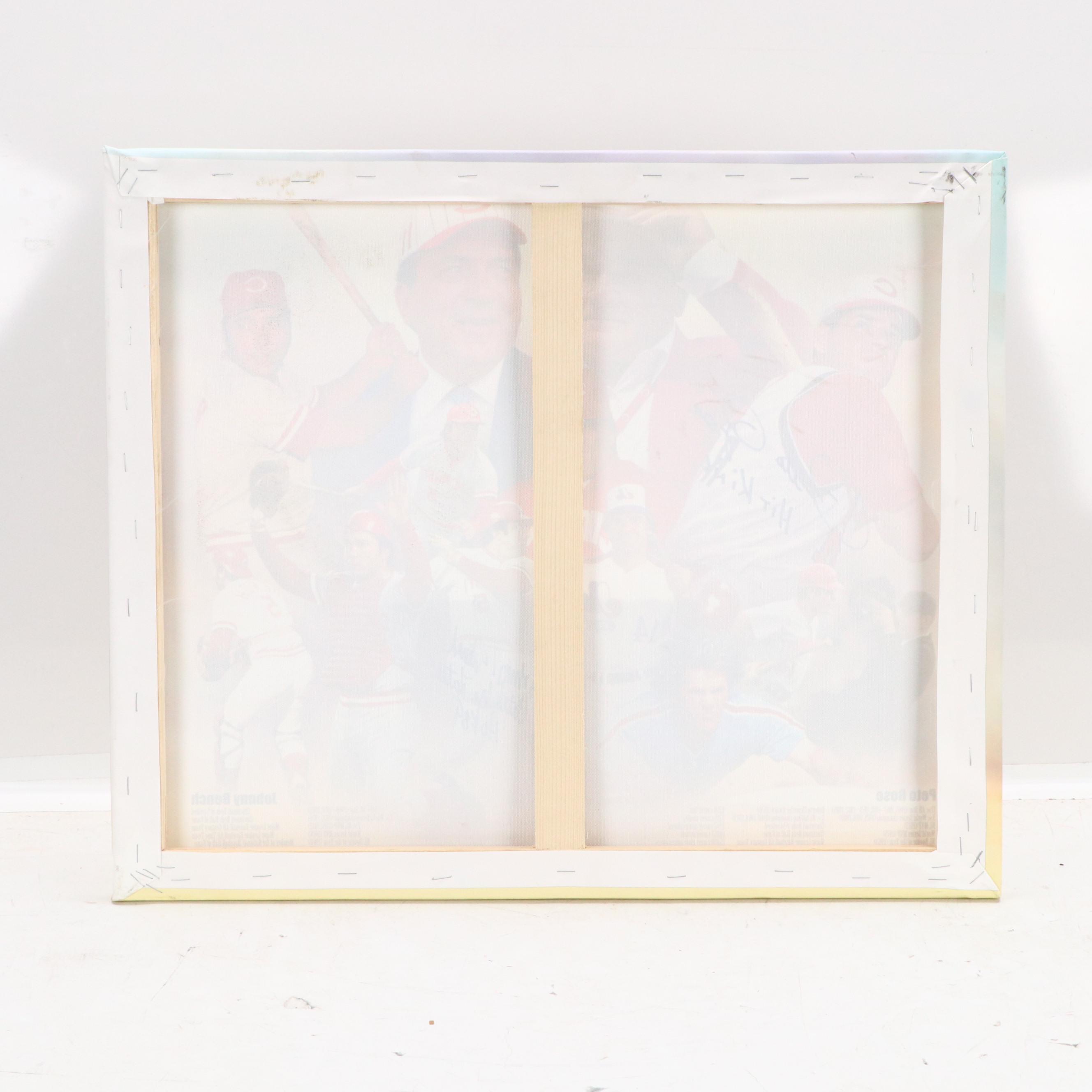 Johnny Bench and Pete Rose Signed Cincinnati Reds Canvas Print