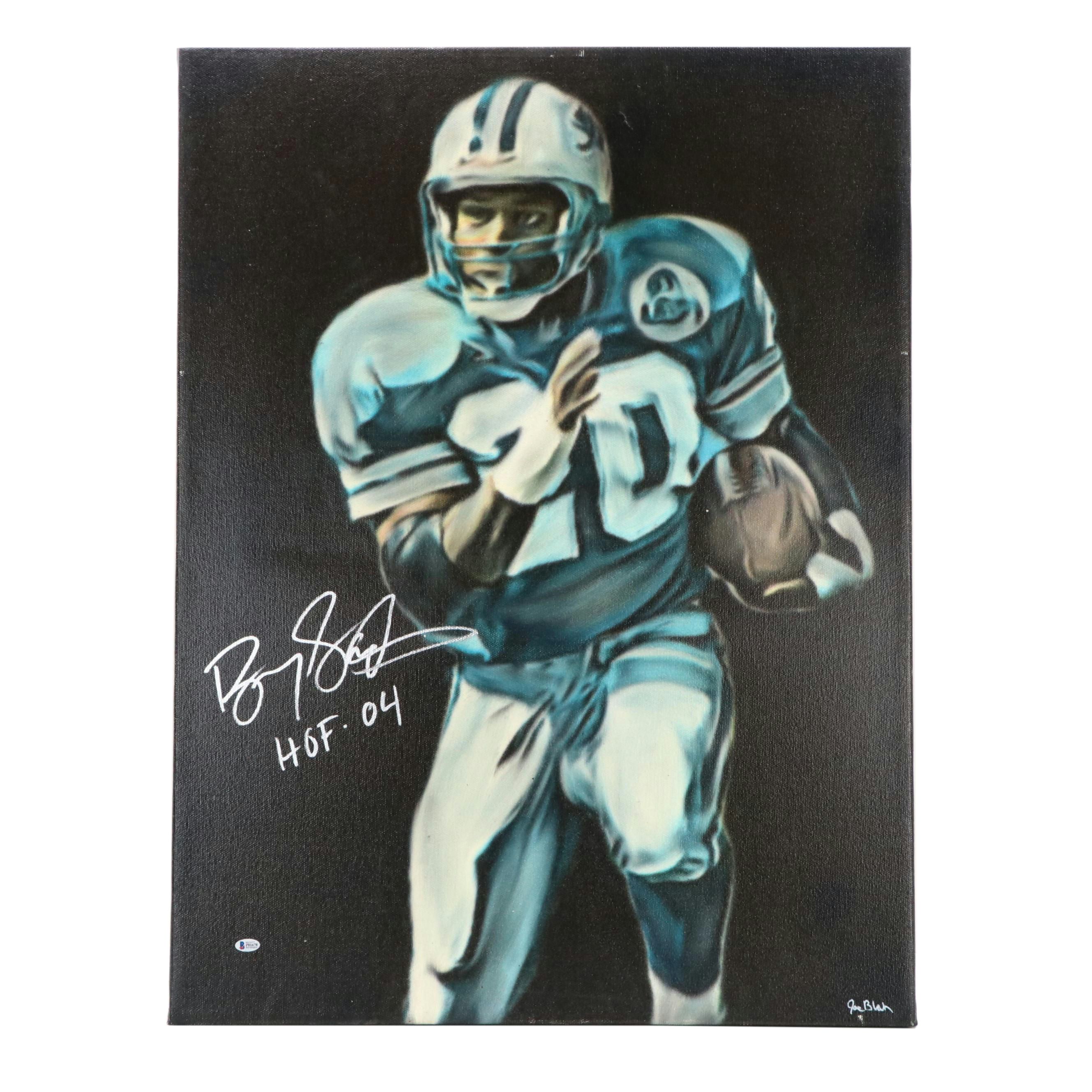 Barry Sanders Signed "HOF 04" Detroit Lions Canvas Footbal, Beckett