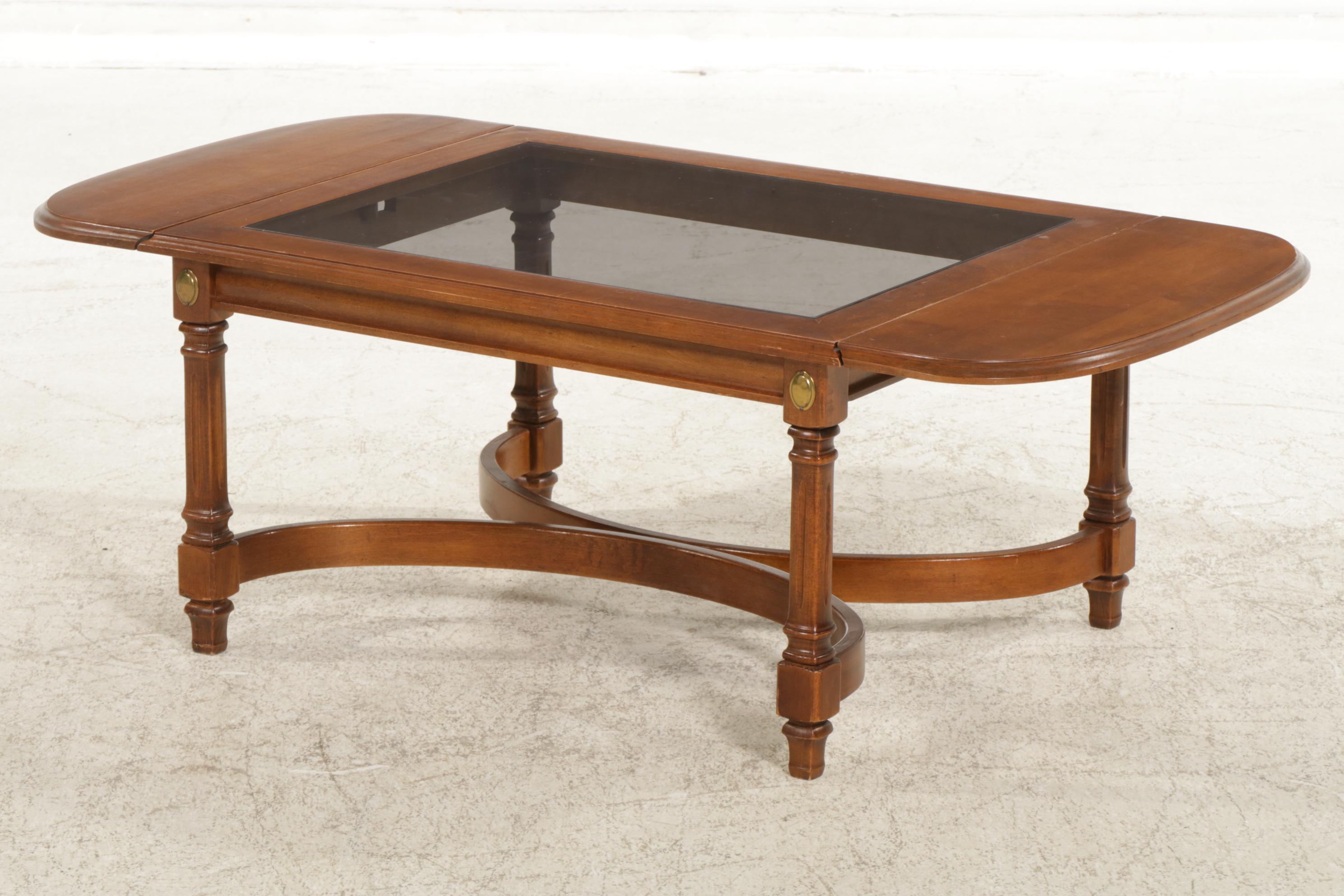 Glass Top Drop Leaf Coffee Table, Late 20th Century