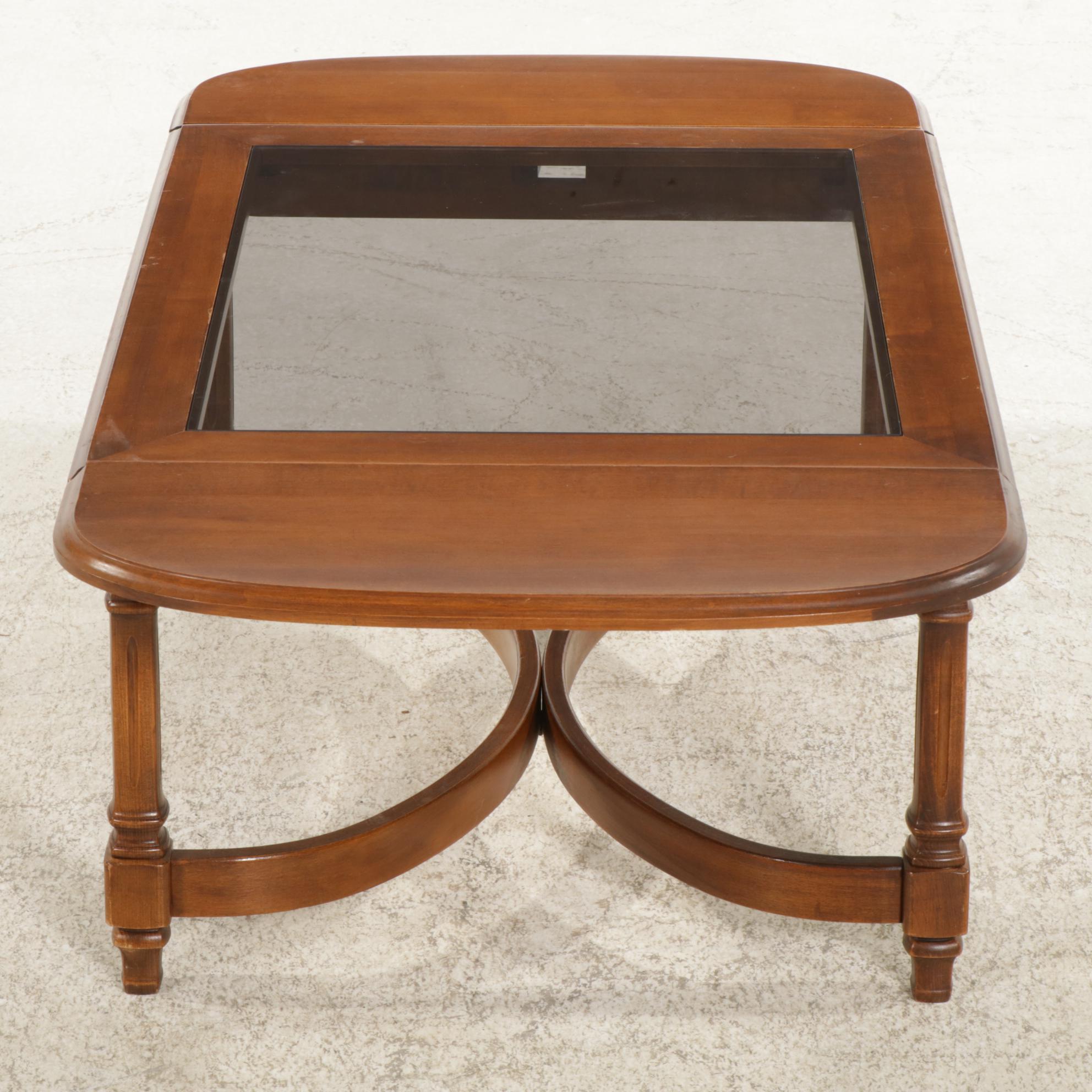 Glass Top Drop Leaf Coffee Table, Late 20th Century