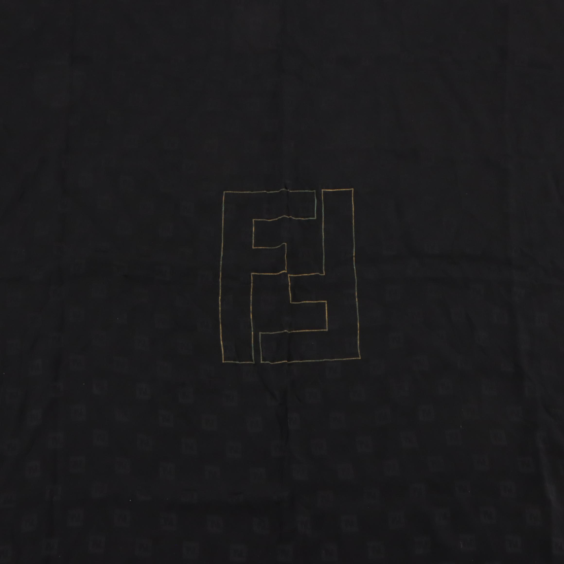 Fendi Zucca Boarder Scarf in Black Micro FF Silk Chiffon