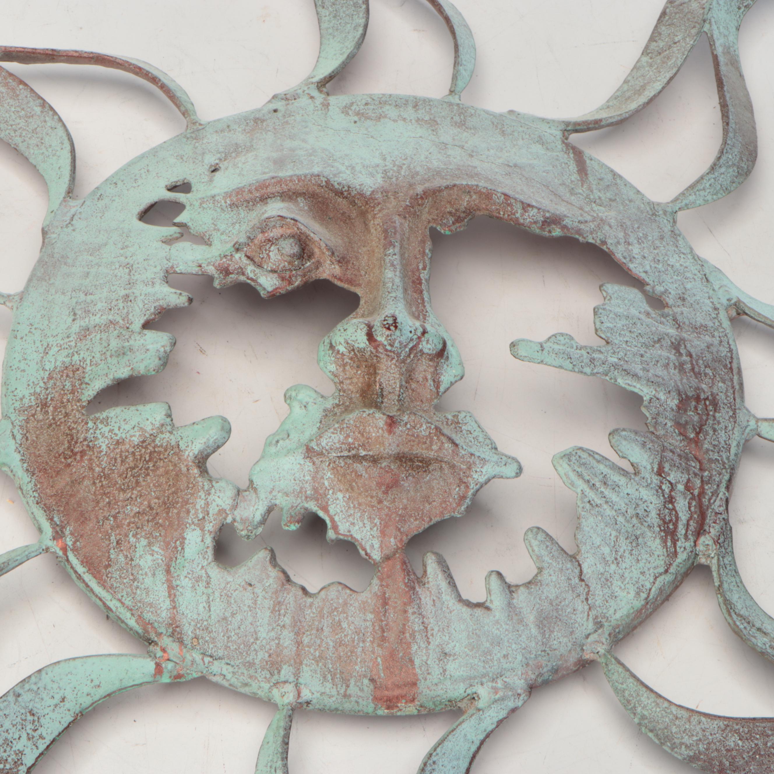 Metal Sun Face Outdoor Hanging Décor