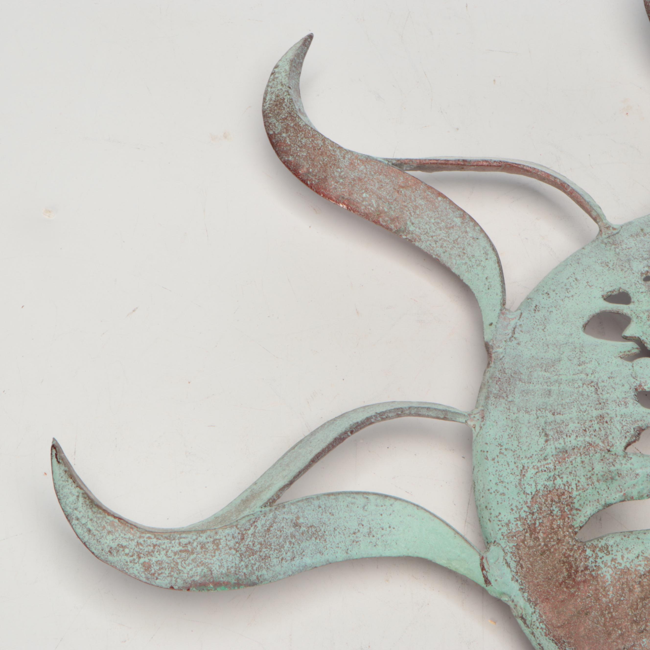 Metal Sun Face Outdoor Hanging Décor