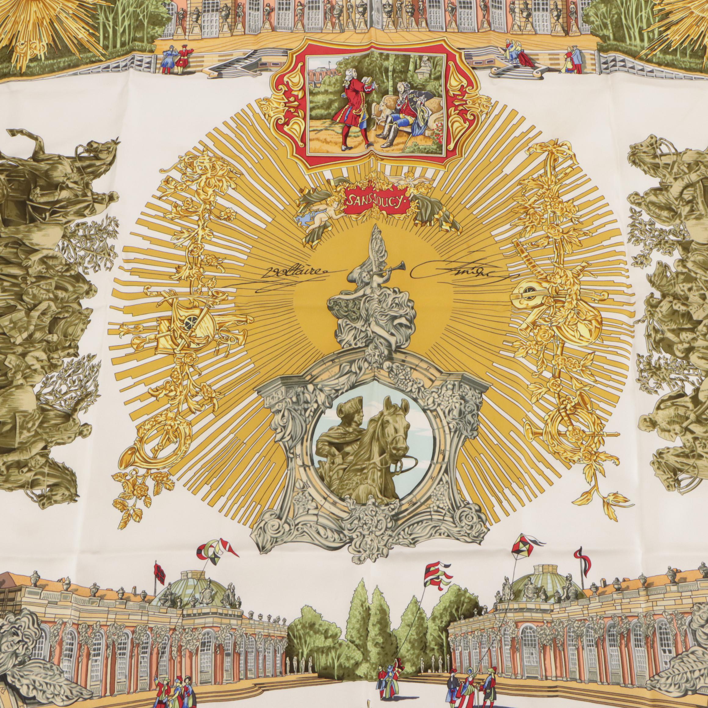 Hermès "Sanssoucy" Silk Twill Scarf 90