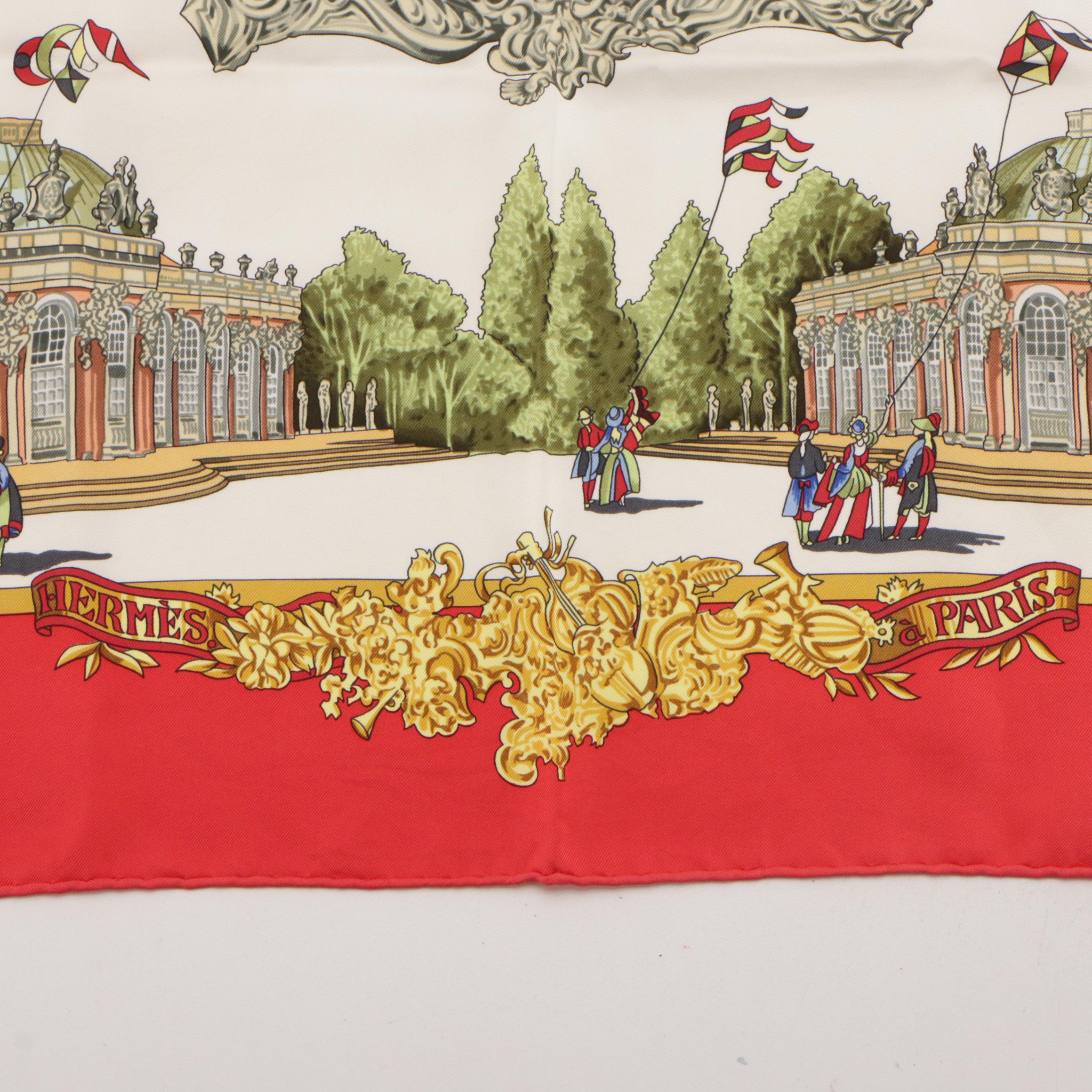 Hermès "Sanssoucy" Silk Twill Scarf 90