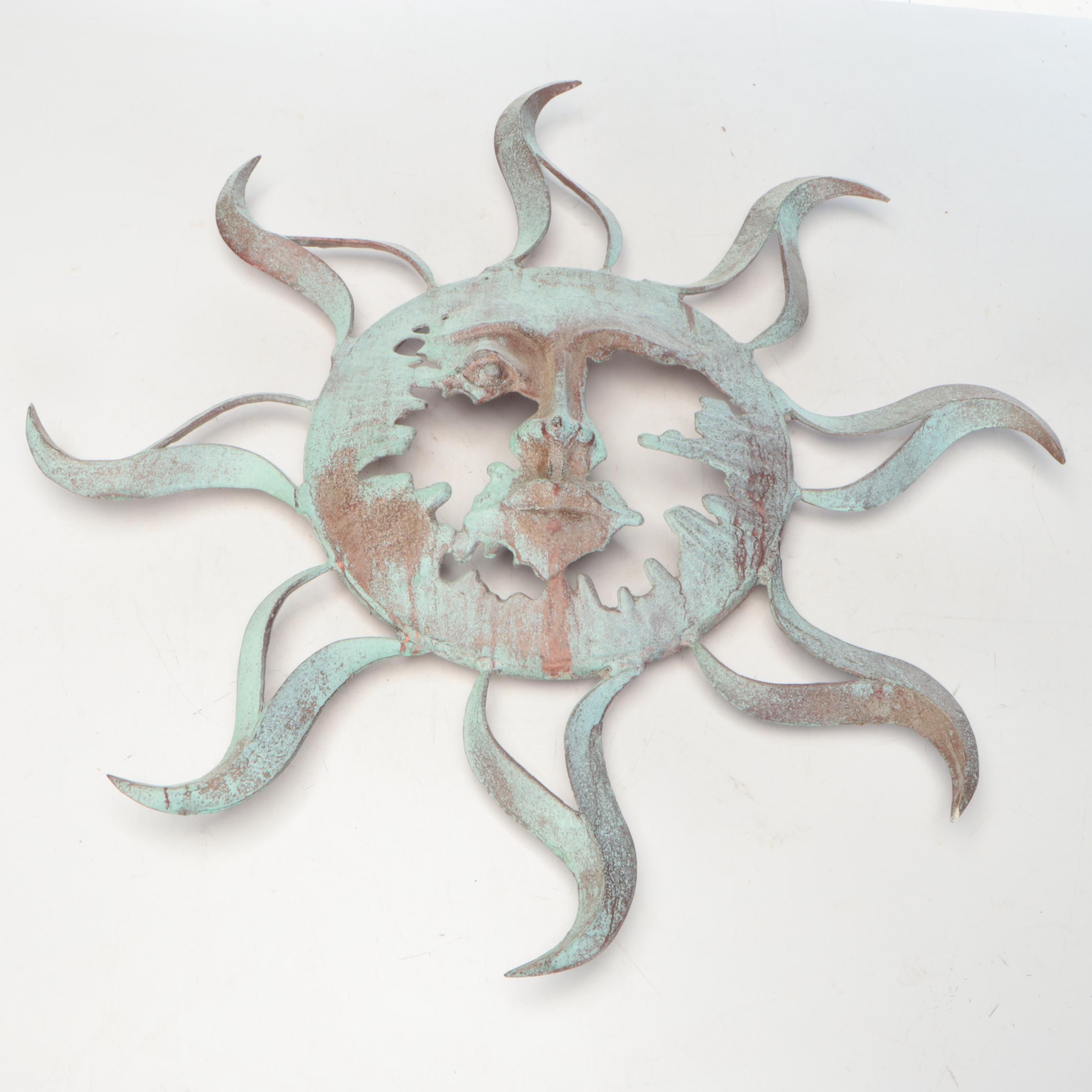 Metal Sun Face Outdoor Hanging Décor