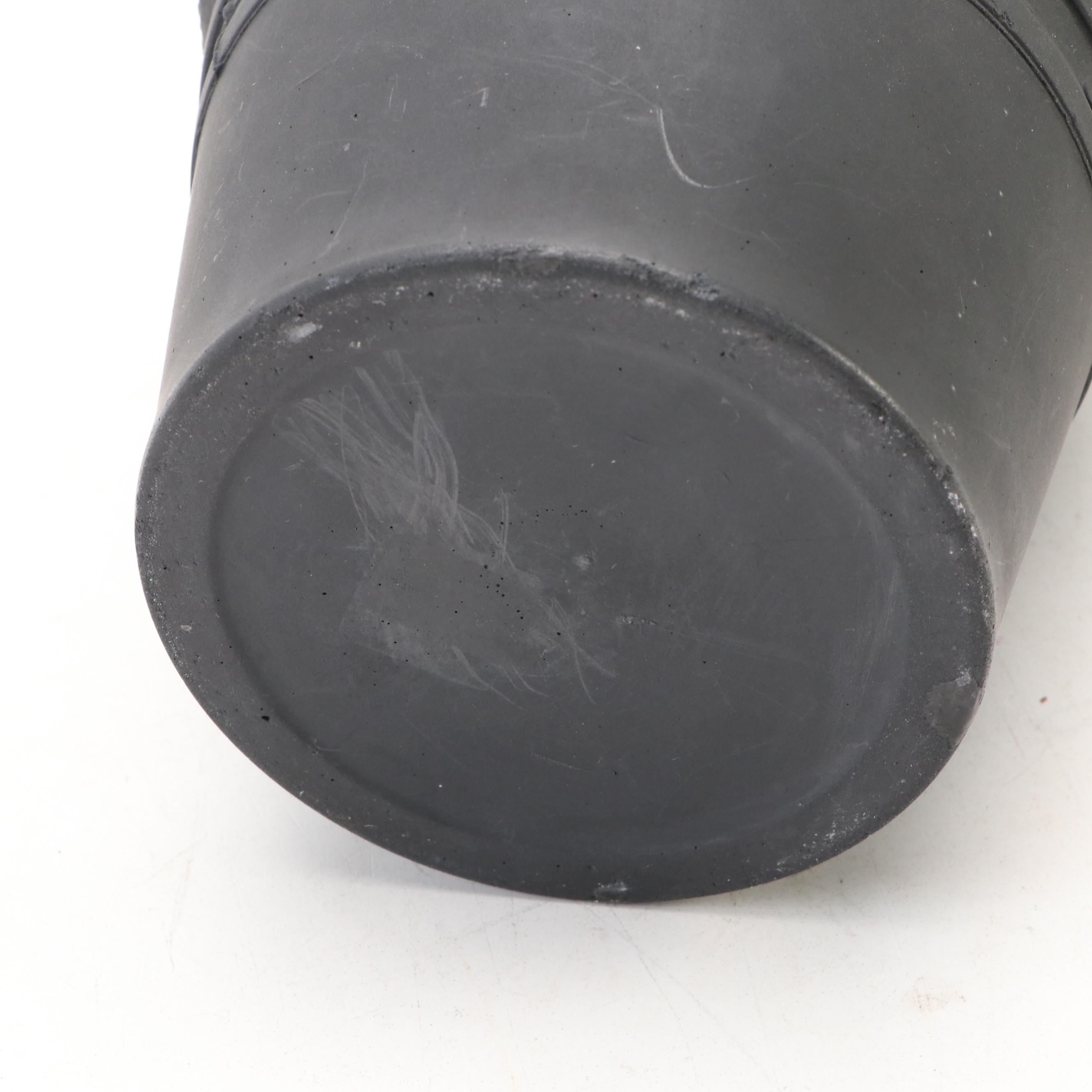 Neoclassical Style Basalt Black Finish Paneled Vase with Dancing Nudes