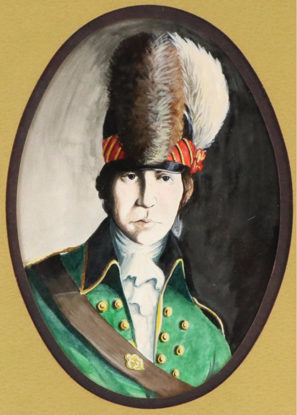 Attributed to James B. Longacre Watercolor Painting "Colonel Banastre Tarleton"