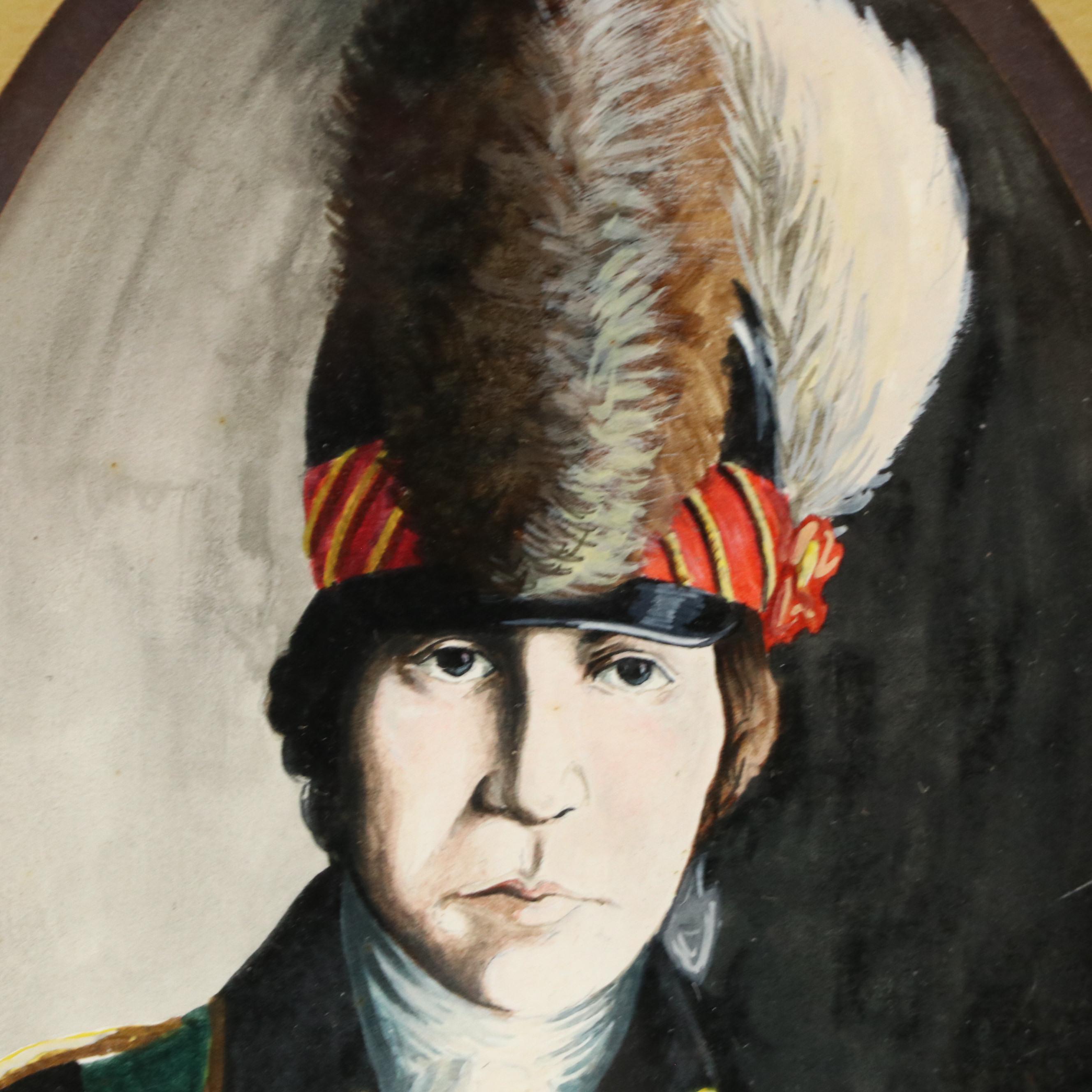 Attributed to James B. Longacre Watercolor Painting "Colonel Banastre Tarleton"