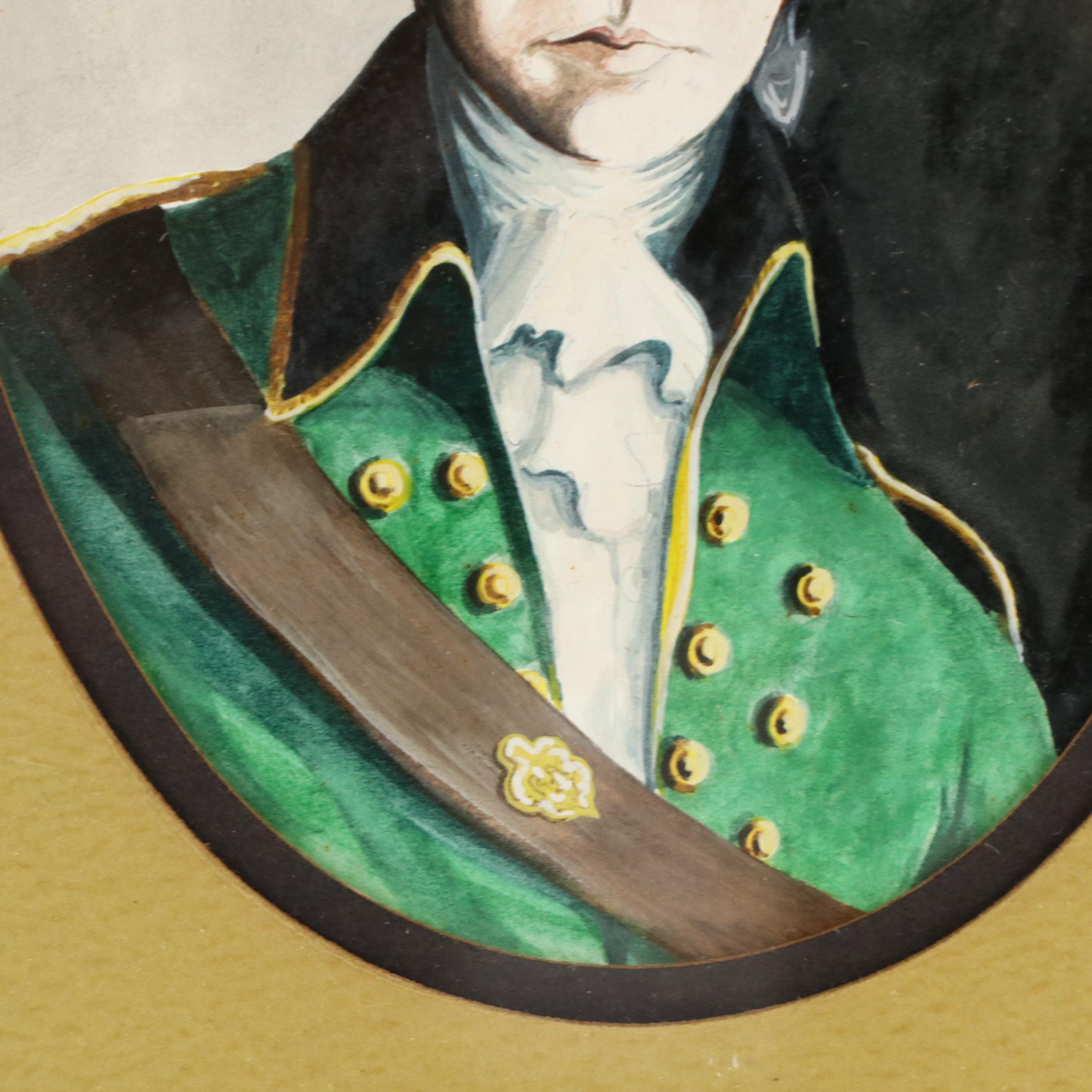 Attributed to James B. Longacre Watercolor Painting "Colonel Banastre Tarleton"