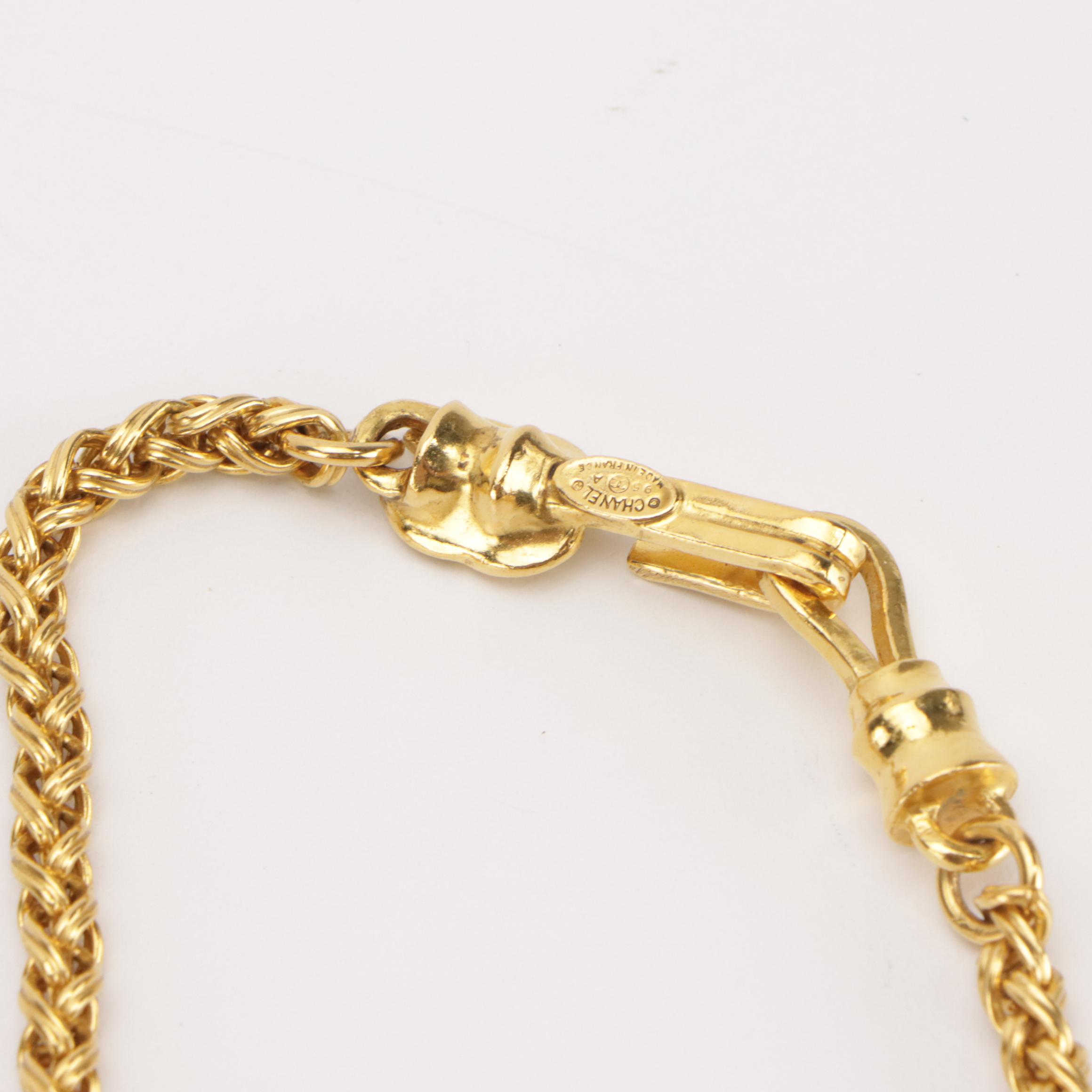 Chanel Coco Mark CC Fretwork Pendant Necklace