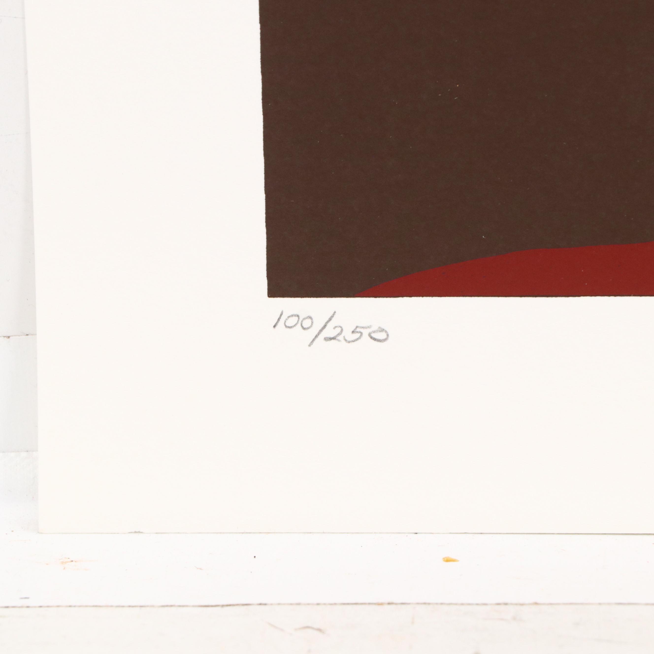 Thomas W. Benton Abstract Serigraph "Red Mountain," 1981