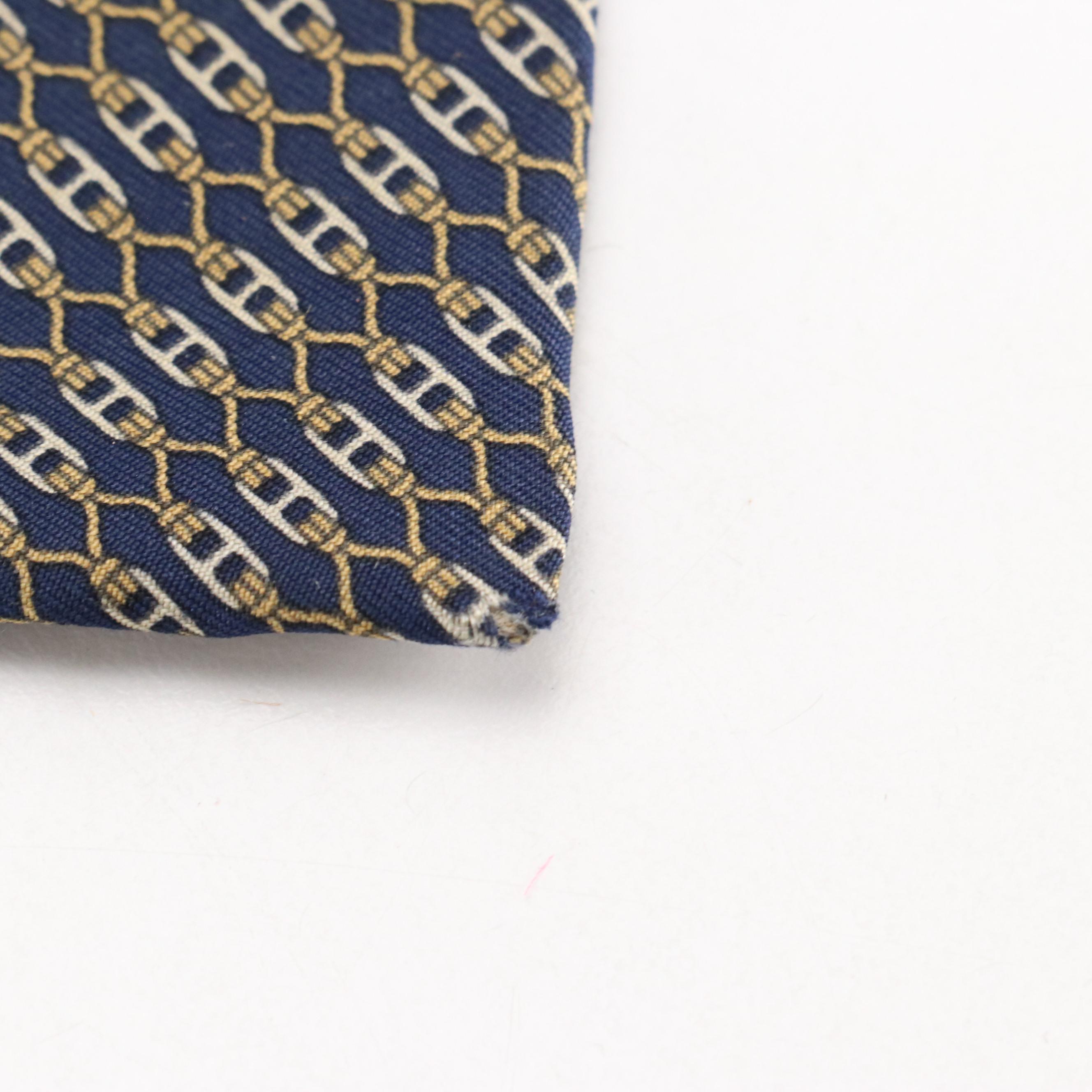 Hermès Linked H Pattern Necktie in Silk Twill with Box