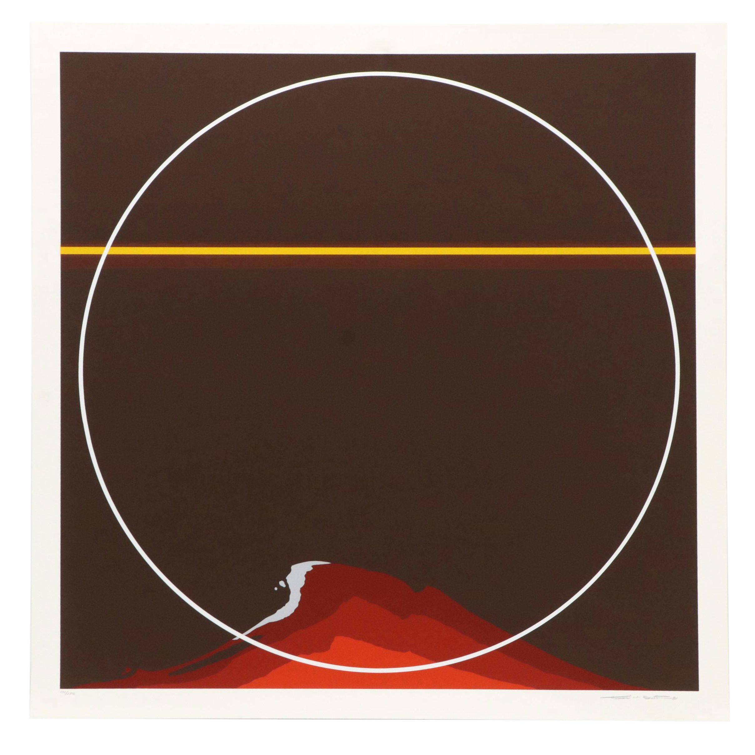 Thomas W. Benton Abstract Serigraph "Red Mountain," 1981