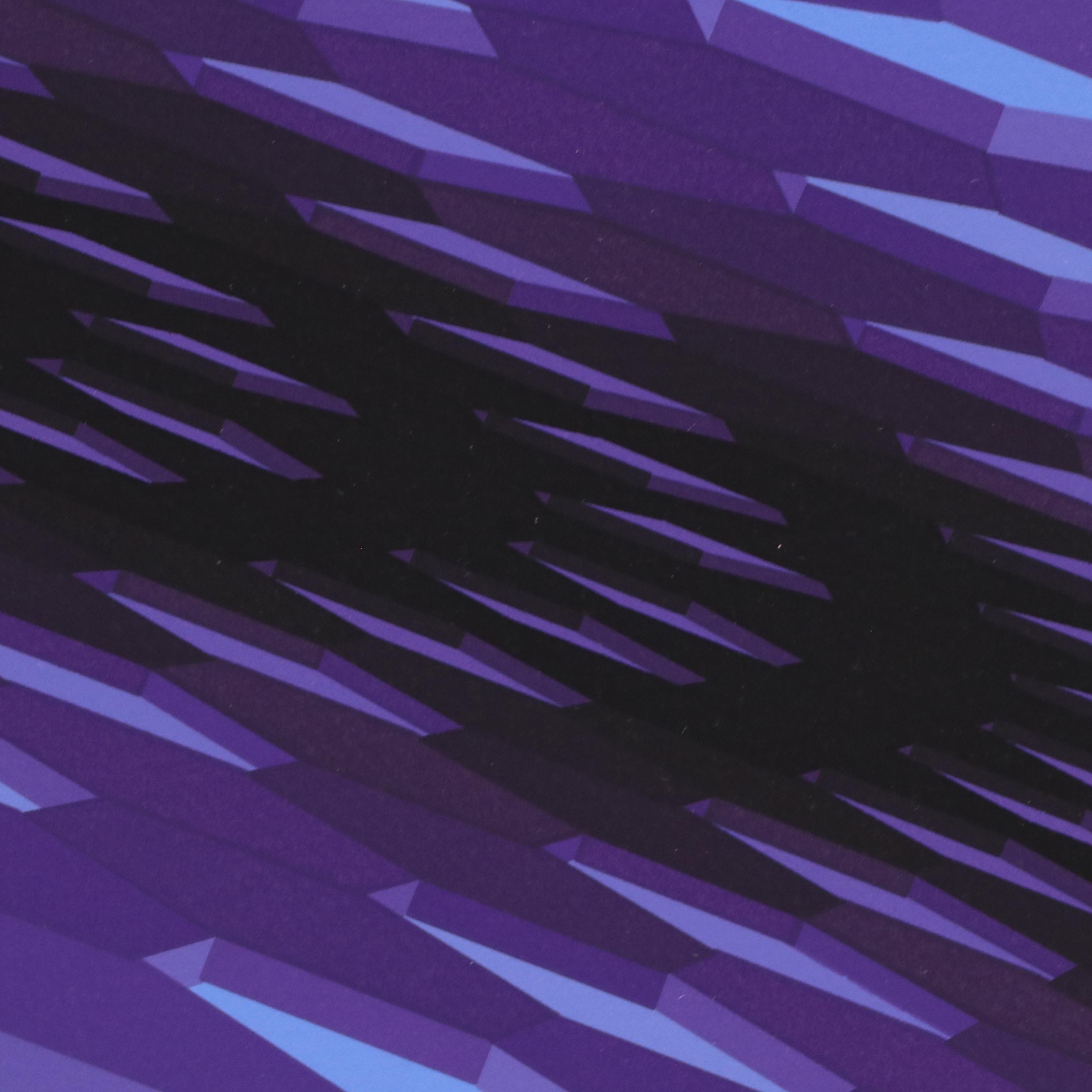 Jean-Pierre Yvaral (Vasarely) Op Art Silkscreen "Blue Velvet," 1990s