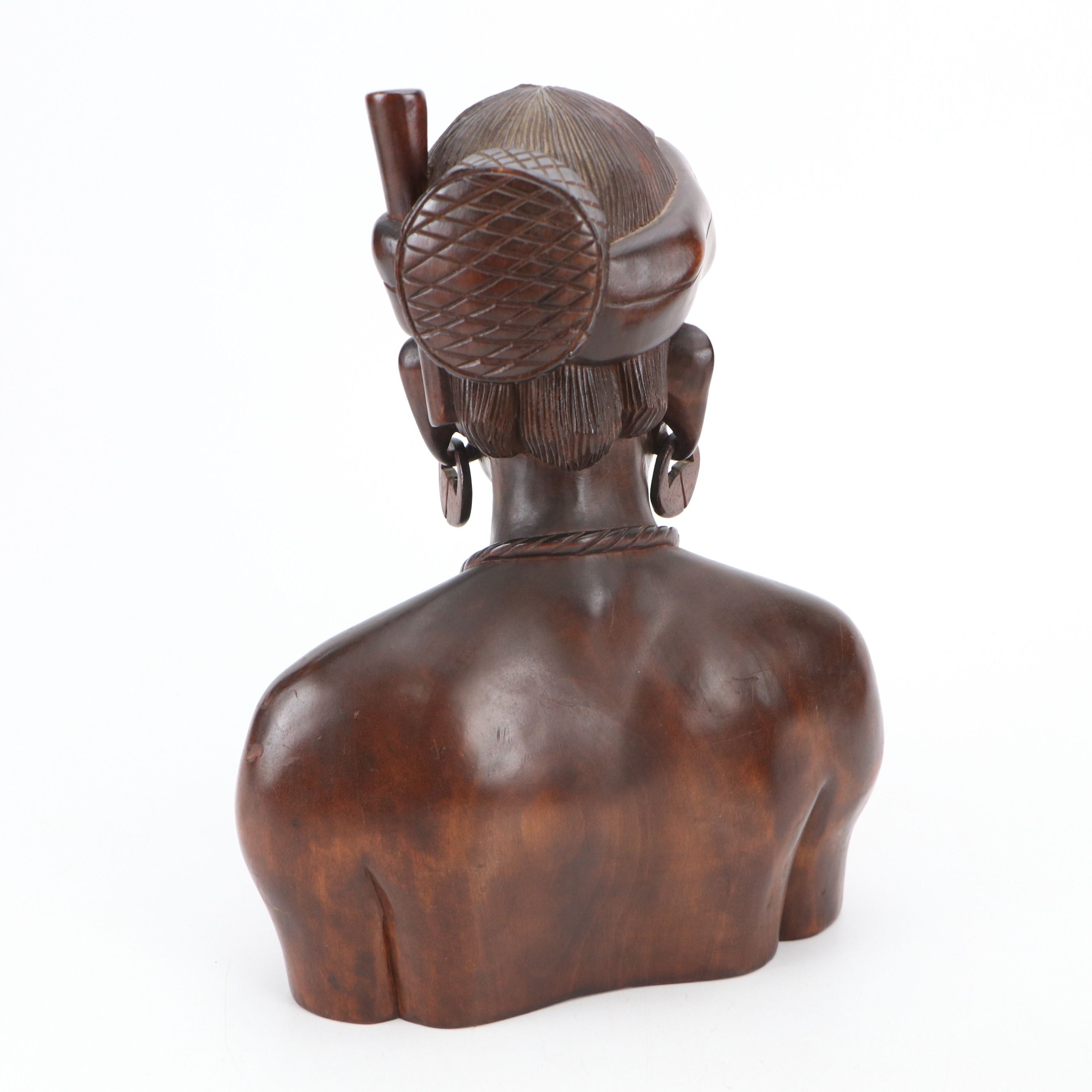 Philippine Carved Wood Busts of Indigenous Igorot Peoples Man and Woman