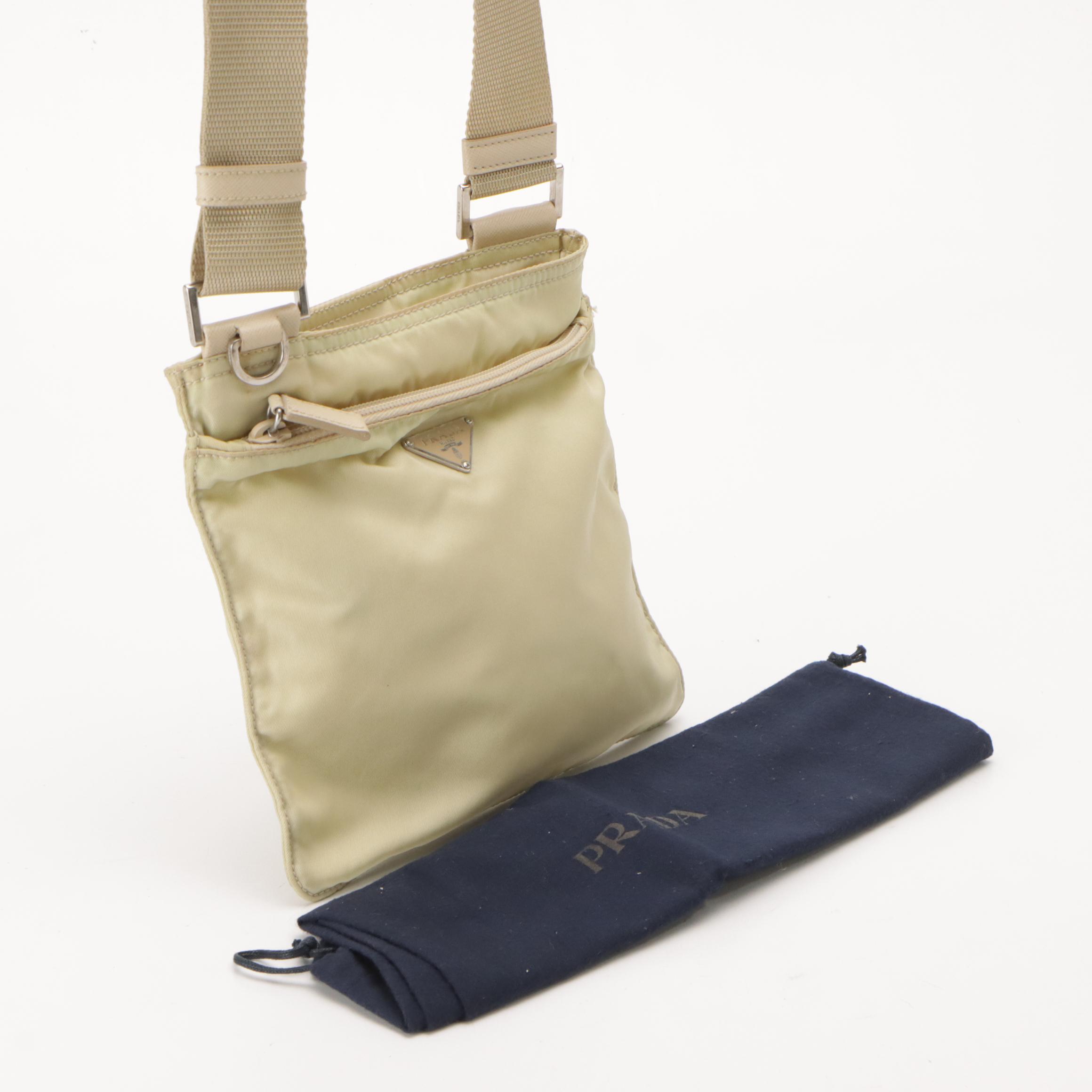 Prada Small Flat Crossbody Bag in Tessuto Nylon