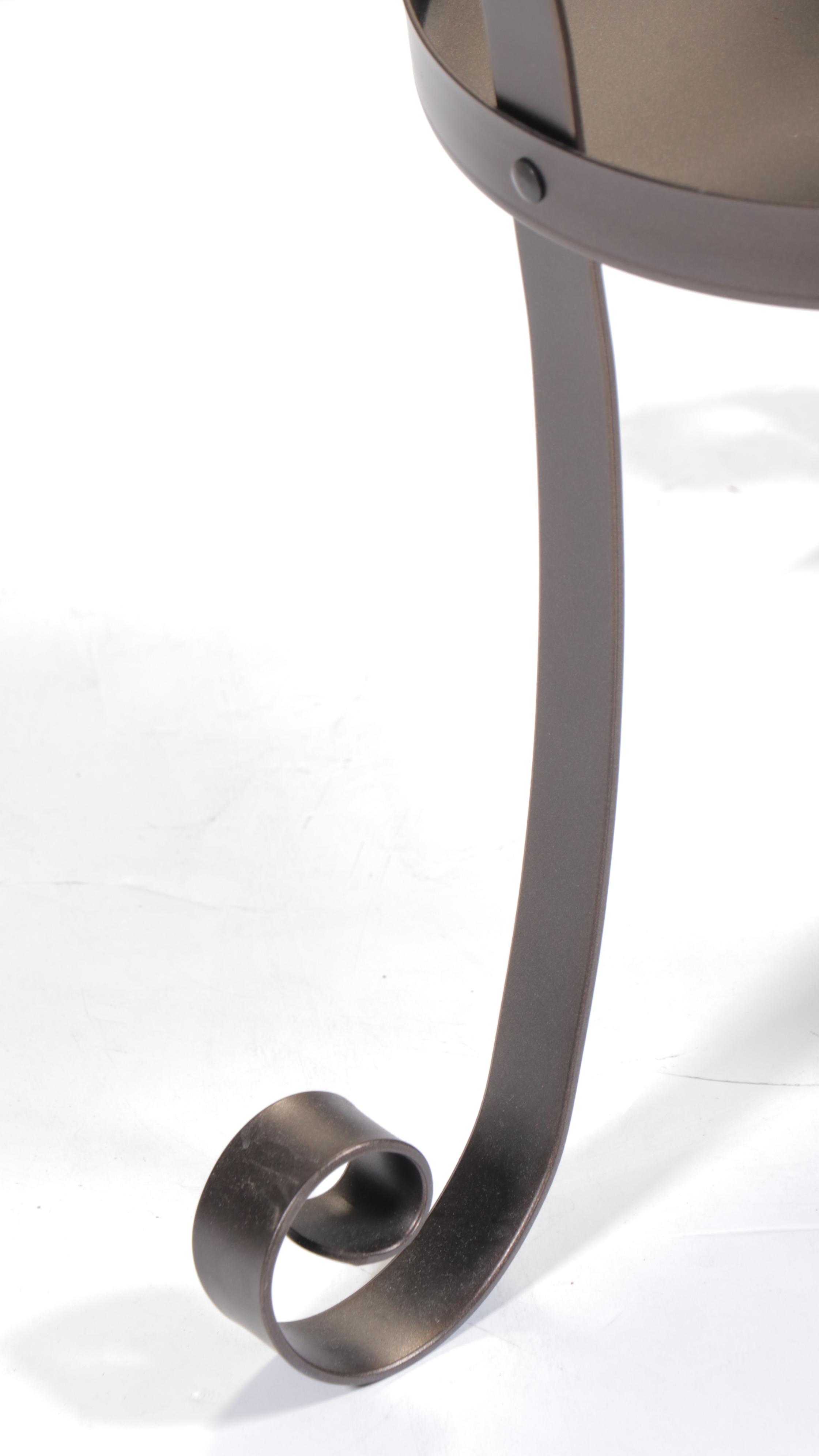 Contemporary Metal and Glass Hurricane Floor Candle Holder