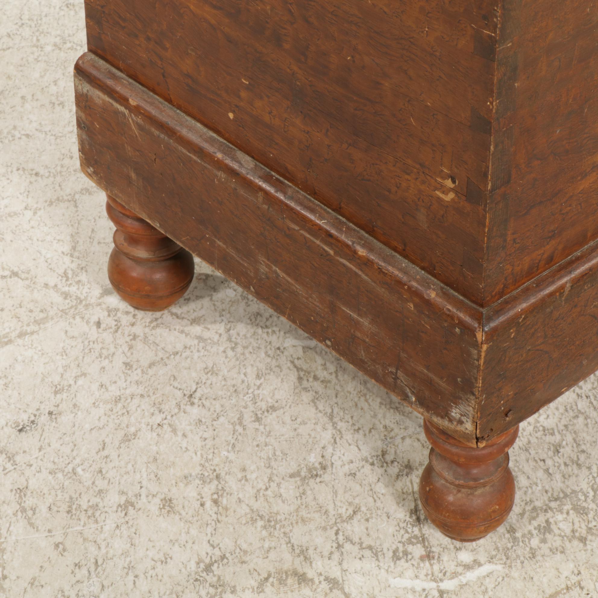 Primitive Sponge Grain Painted Six-Board Blanket Chest, 19th Century