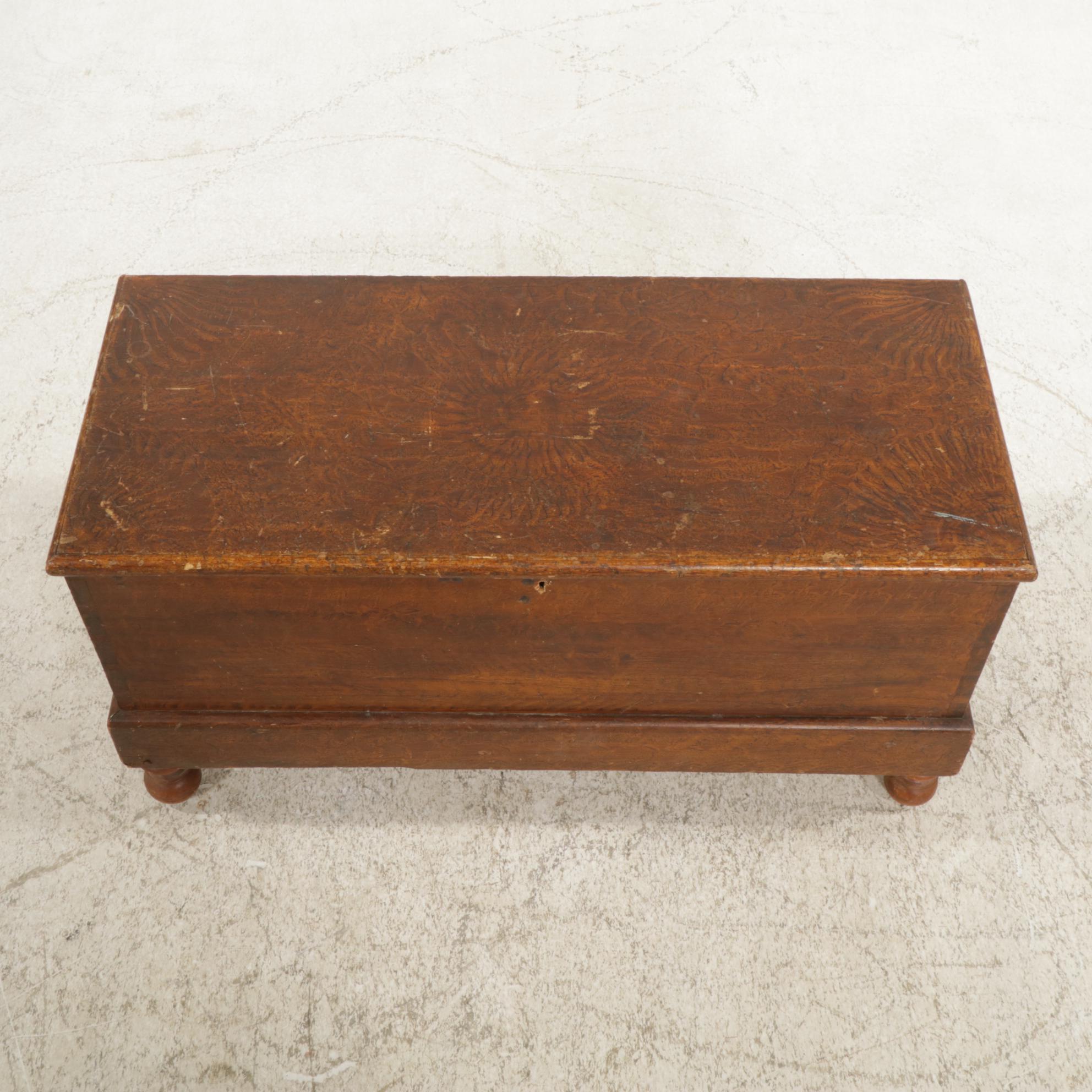 Primitive Sponge Grain Painted Six-Board Blanket Chest, 19th Century