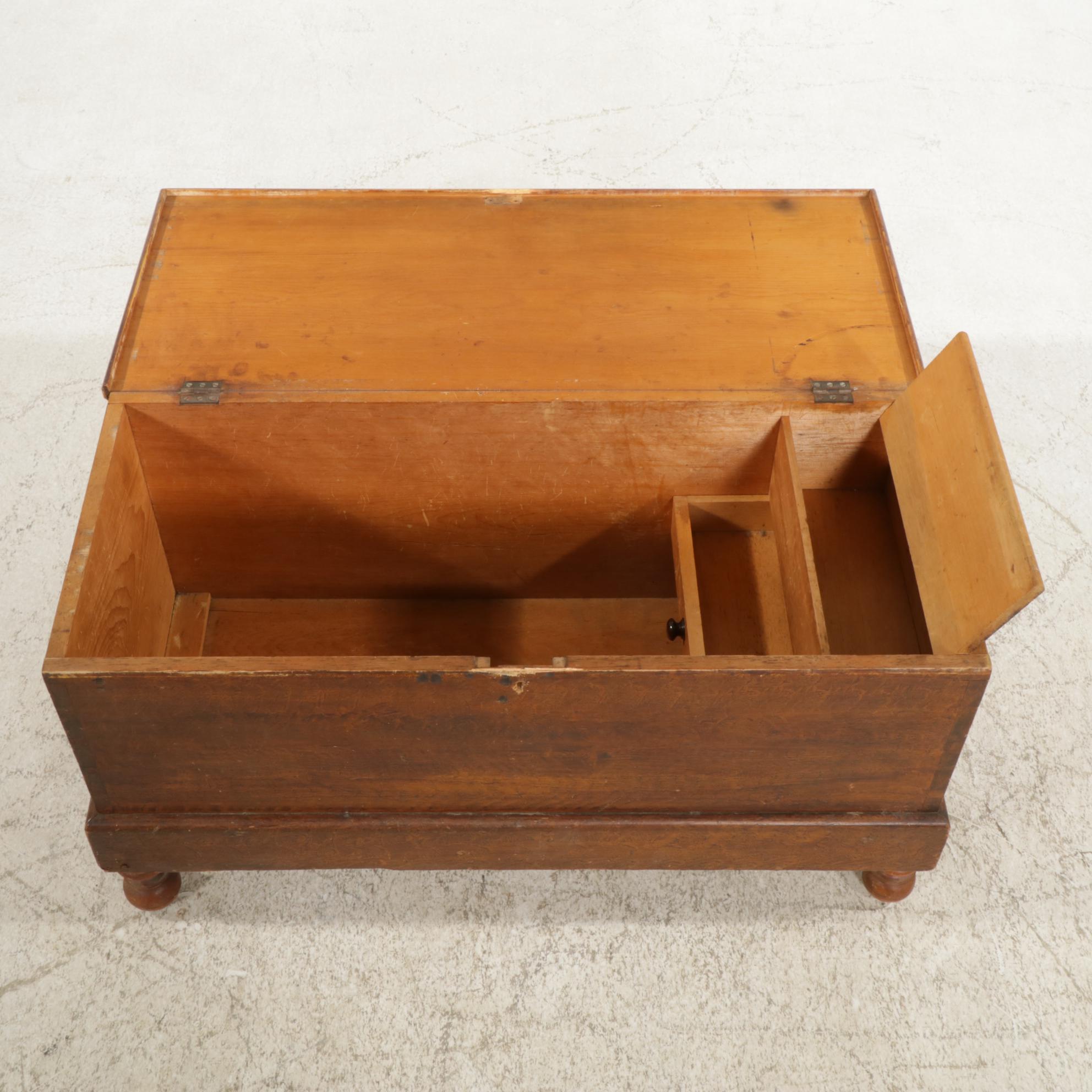 Primitive Sponge Grain Painted Six-Board Blanket Chest, 19th Century