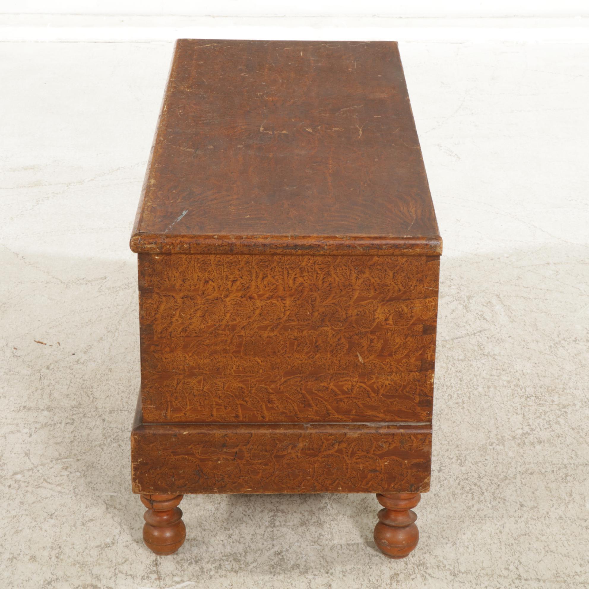 Primitive Sponge Grain Painted Six-Board Blanket Chest, 19th Century