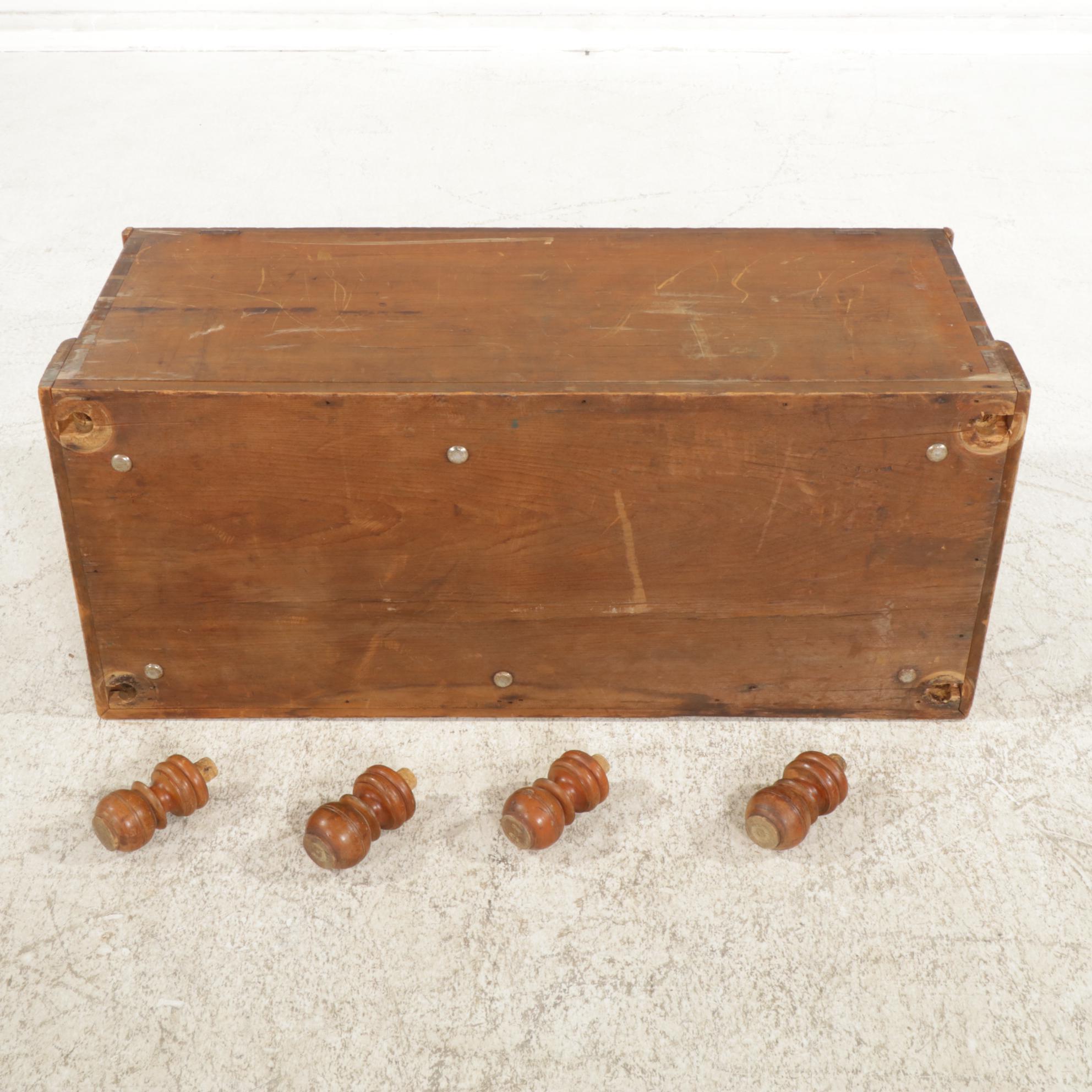 Primitive Sponge Grain Painted Six-Board Blanket Chest, 19th Century