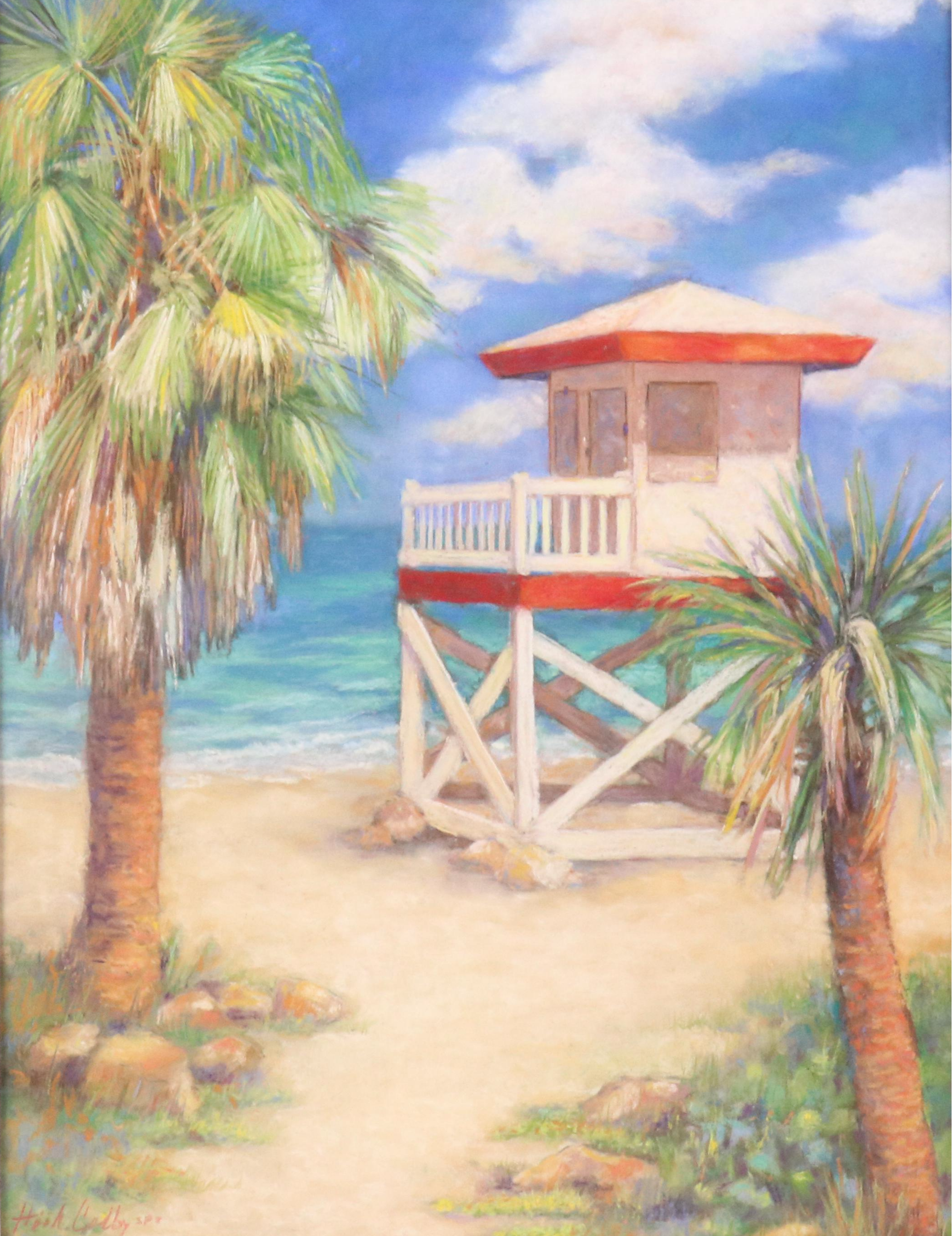 Ruth Höök Colby Pastel Drawing with Beach Landscape