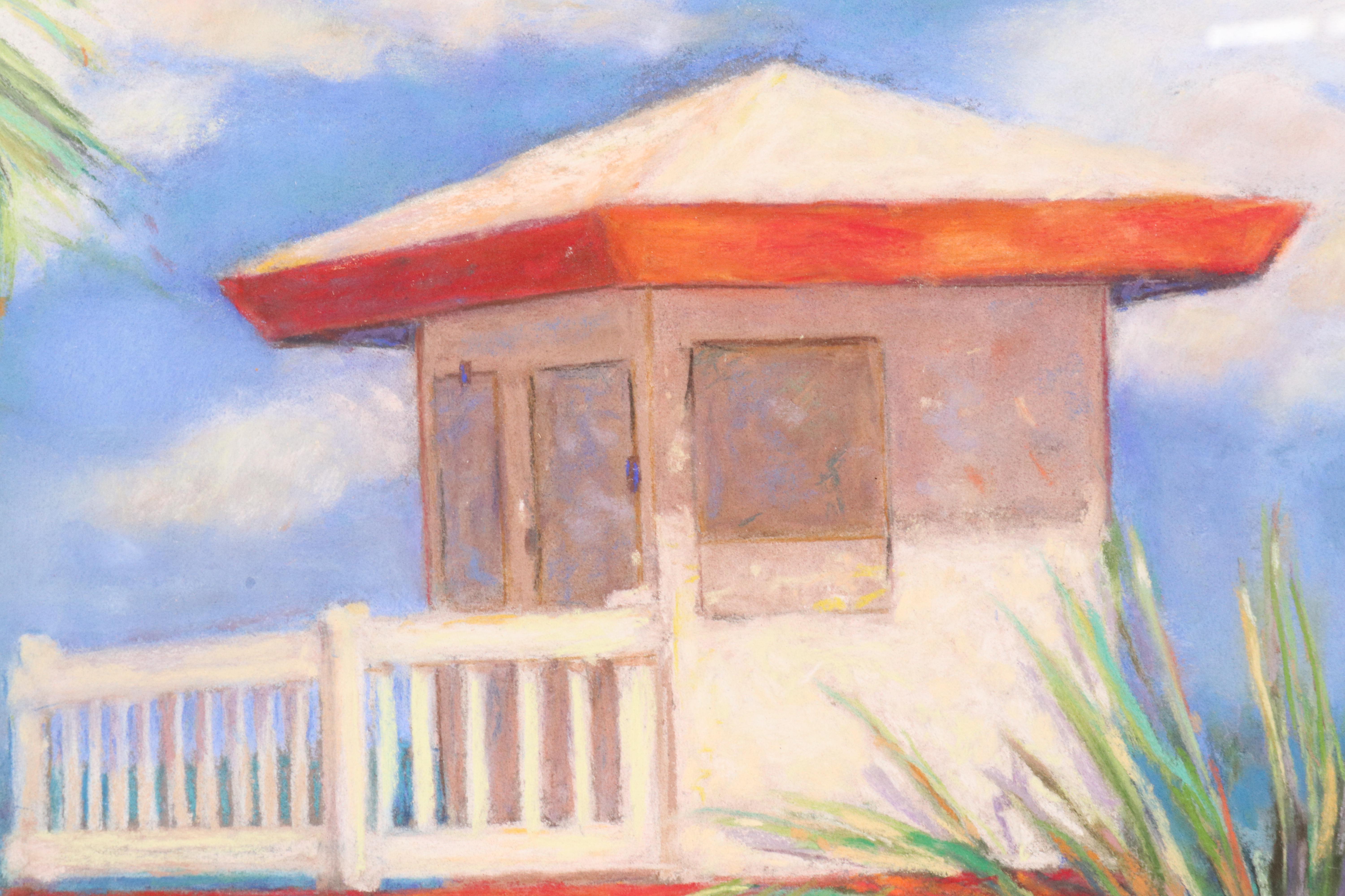 Ruth Höök Colby Pastel Drawing with Beach Landscape