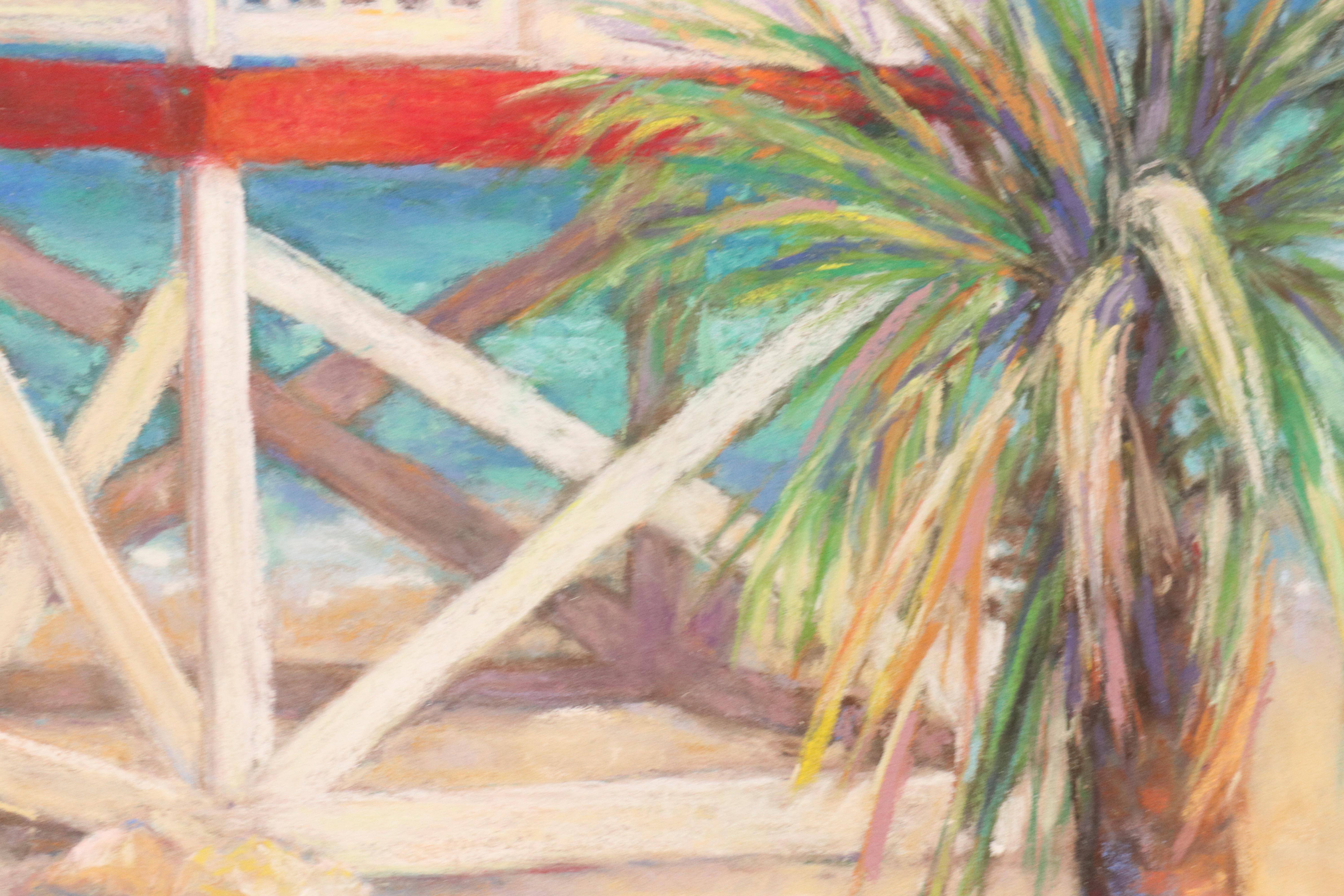 Ruth Höök Colby Pastel Drawing with Beach Landscape