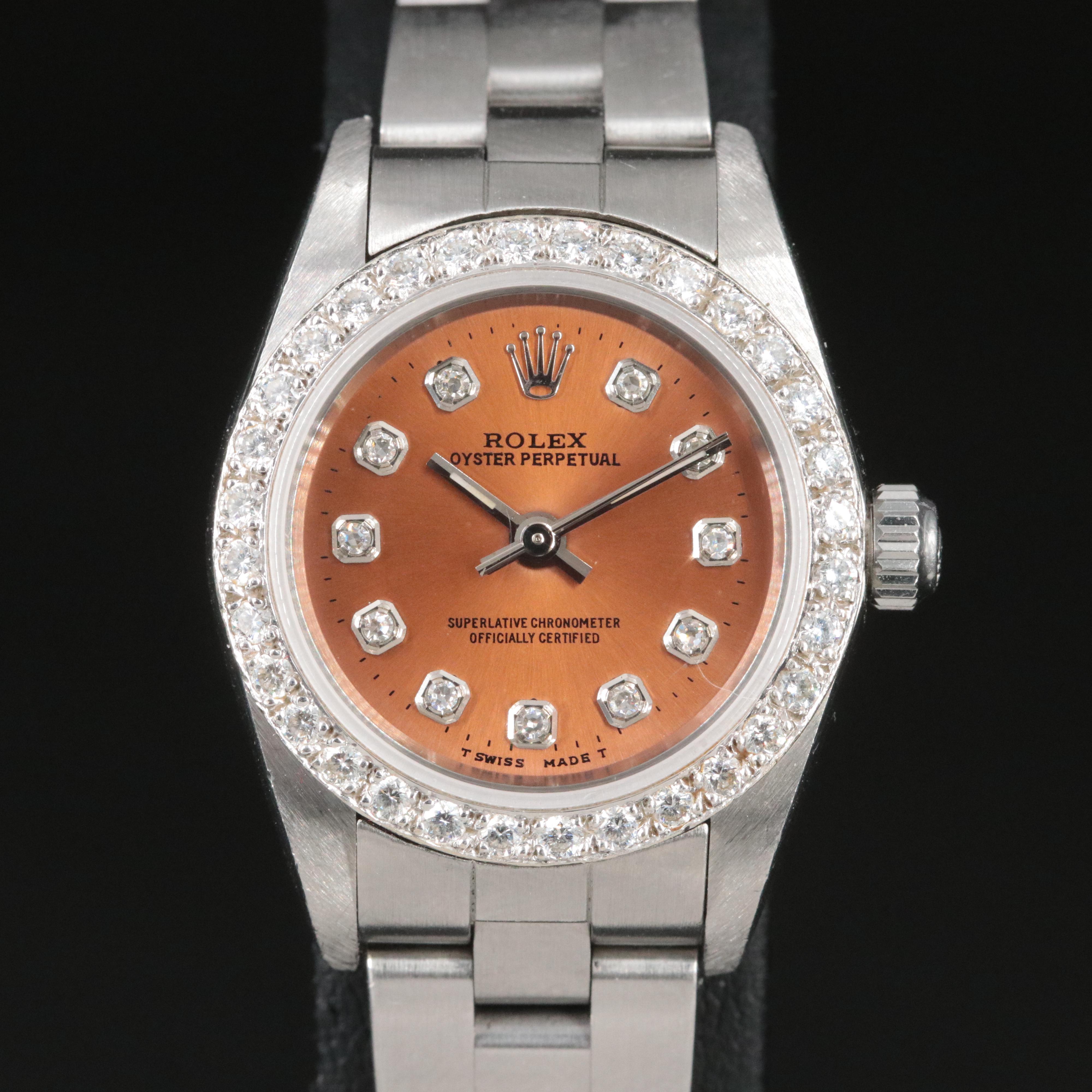 2001 Rolex Custom Diamond Dial and Bezel Oyster Perpetual 76030 Watch