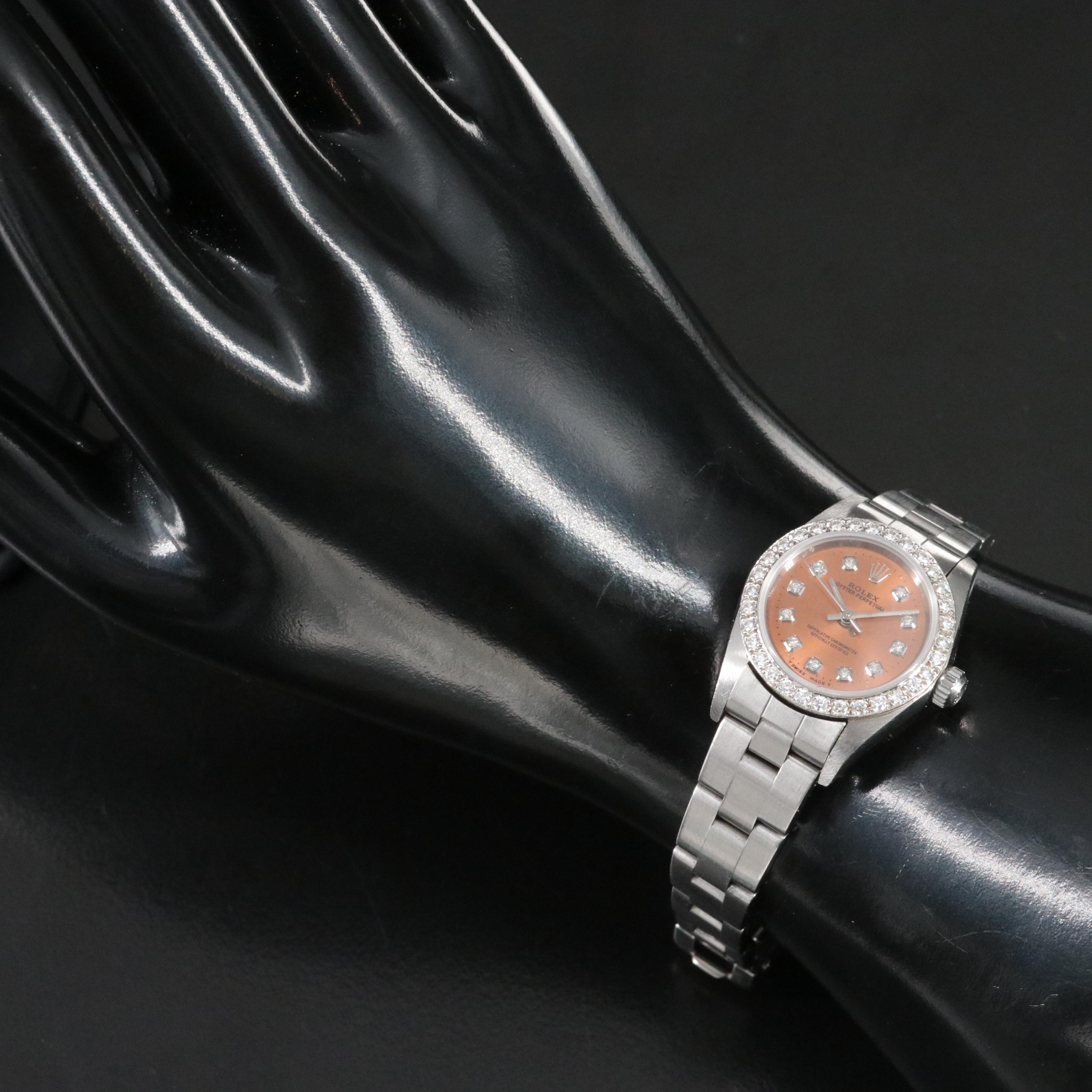 2001 Rolex Custom Diamond Dial and Bezel Oyster Perpetual 76030 Watch