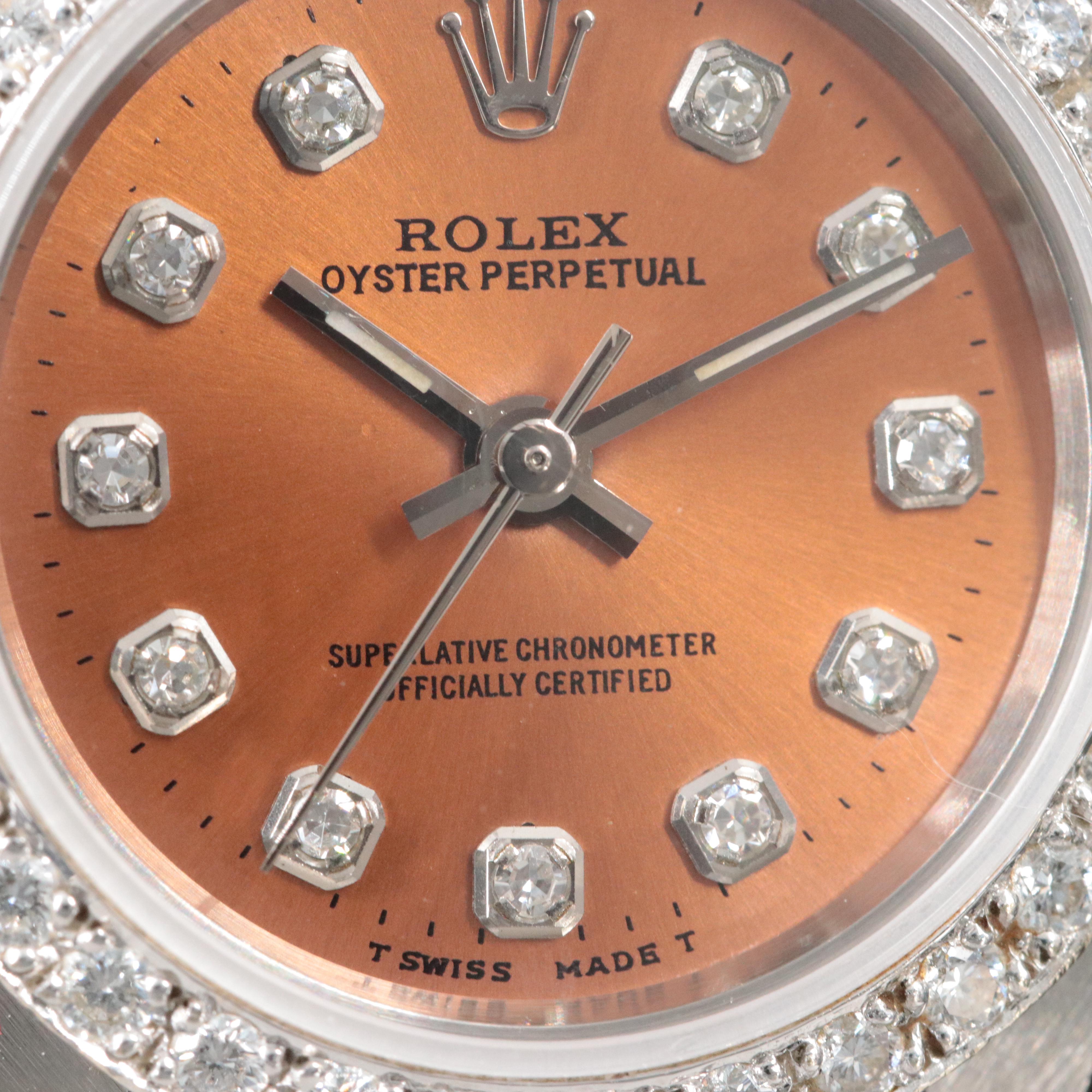 2001 Rolex Custom Diamond Dial and Bezel Oyster Perpetual 76030 Watch