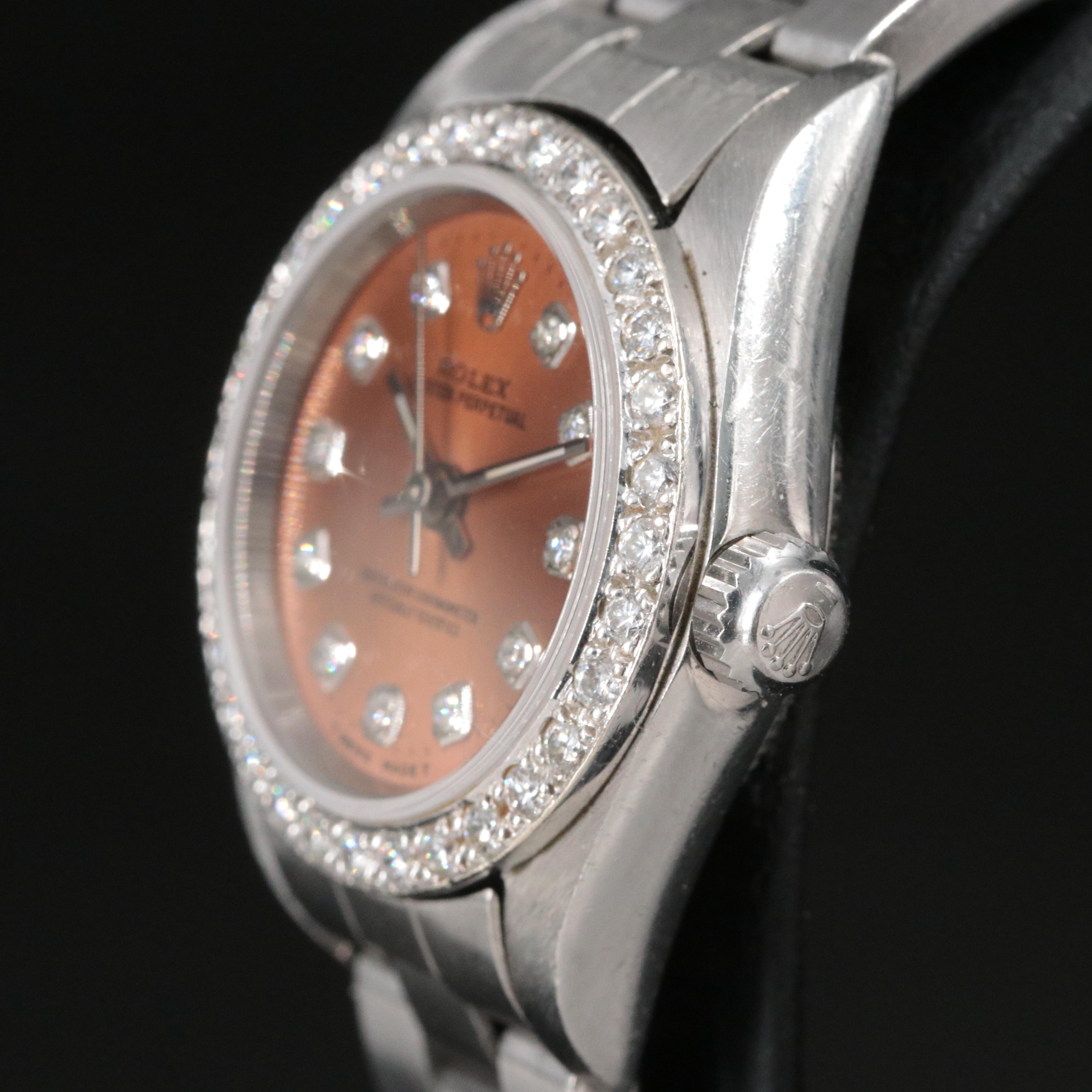 2001 Rolex Custom Diamond Dial and Bezel Oyster Perpetual 76030 Watch