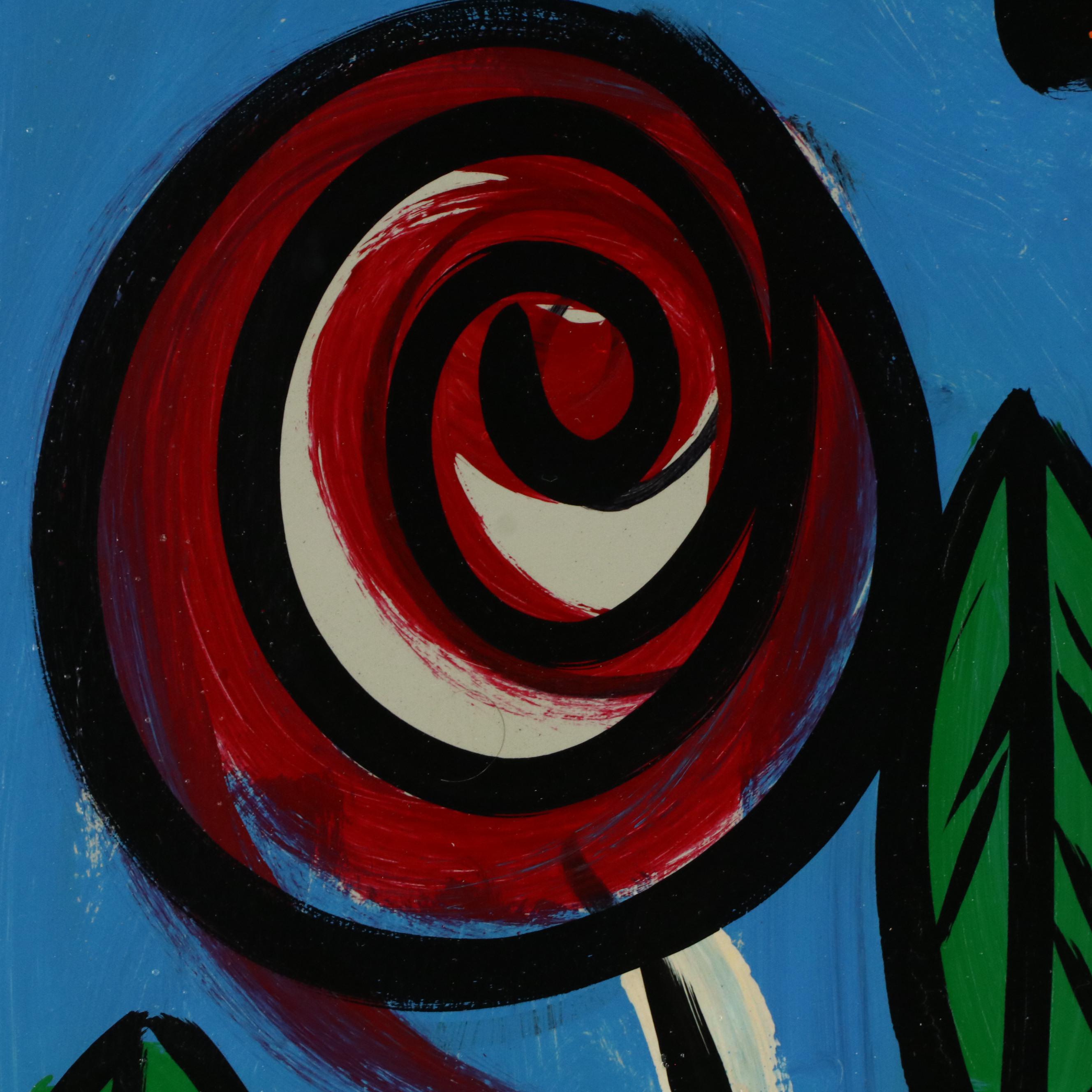 Peter Keil Stylized Floral Still Life Acrylic Painting