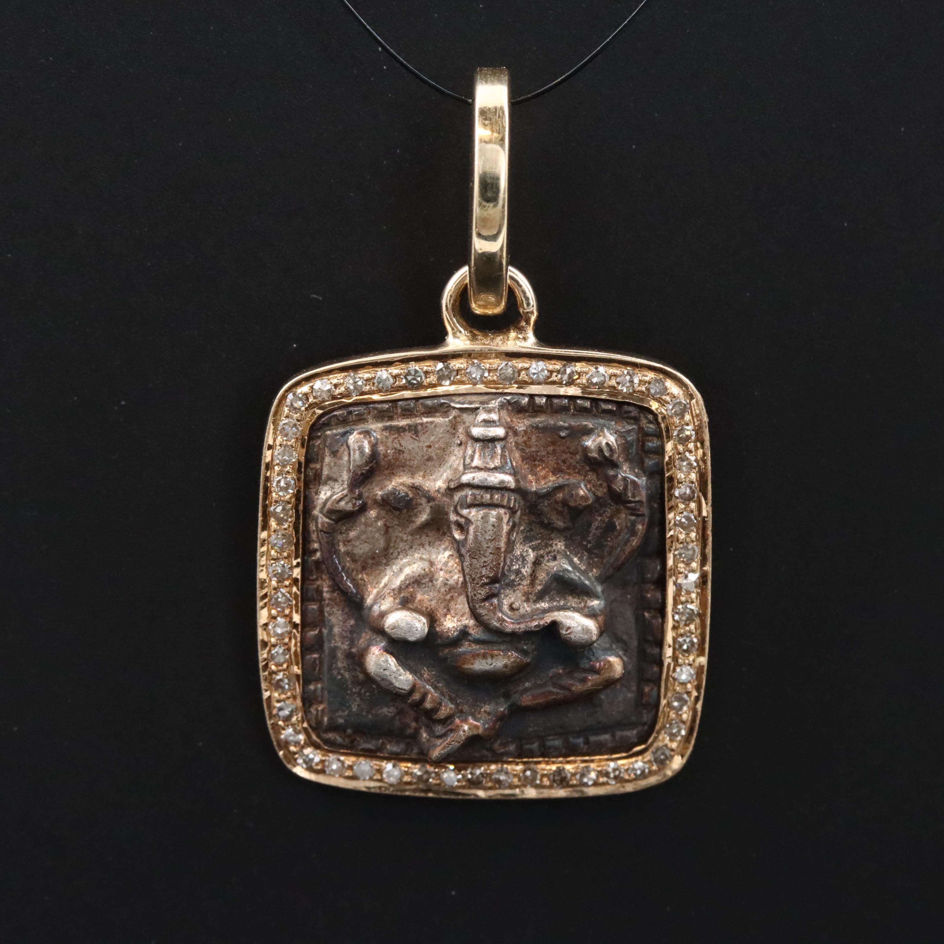 Sheryl Lowe 14K 0.23 CTW Diamond Framed Sterling Elephant Pendant