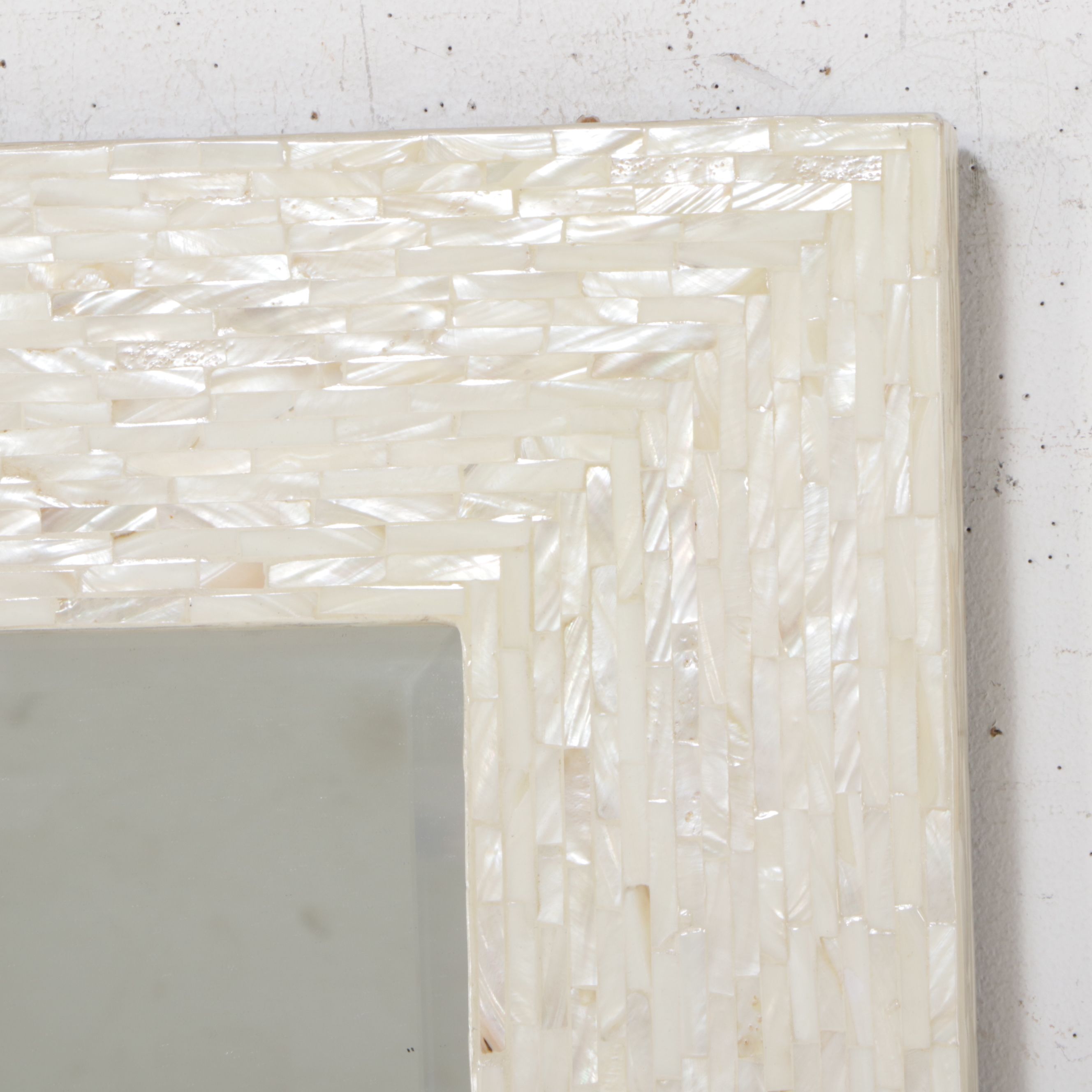 Contemporary Mother-of-Pearl Mosaic Frame Wall Mirror
