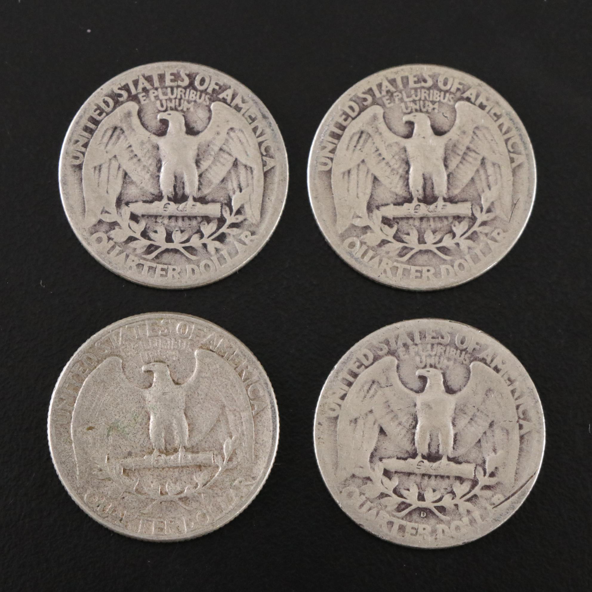 Twenty Washington Silver Quarters with One Canadian Silver Quarter