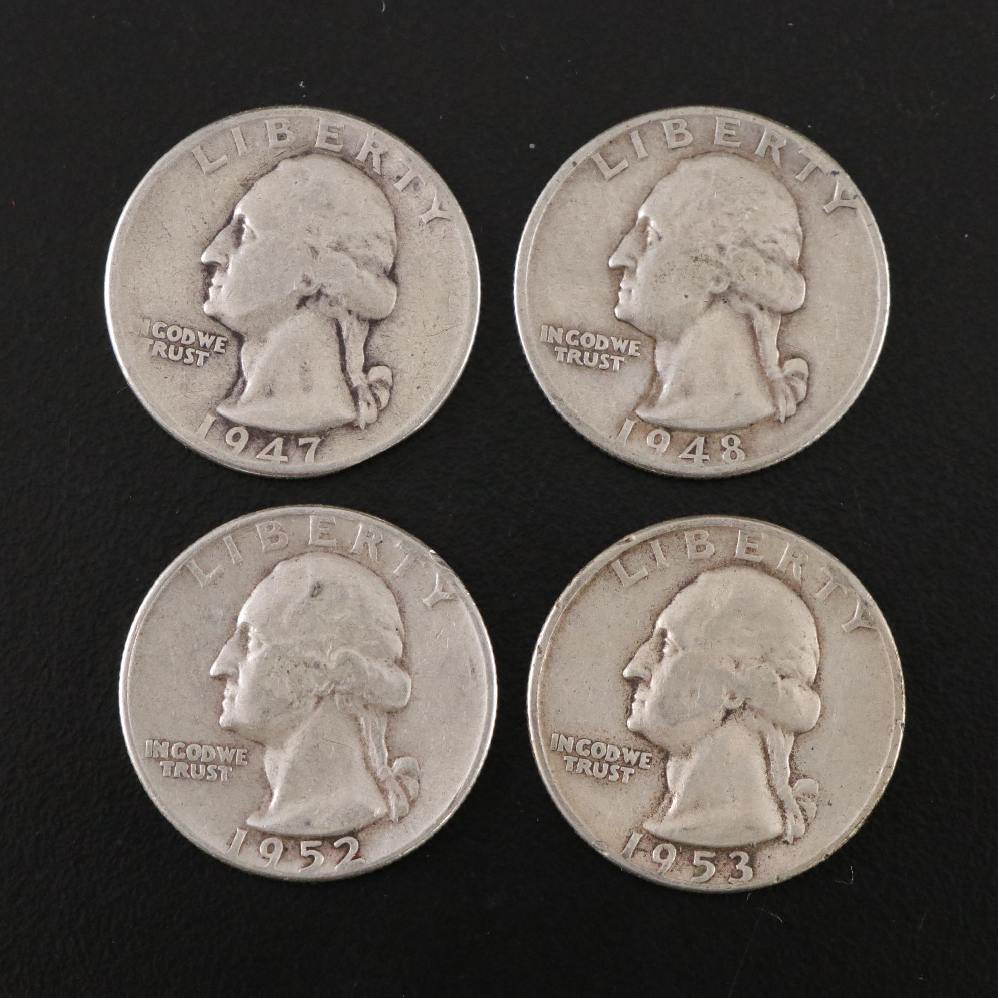 Twenty Washington Silver Quarters with One Canadian Silver Quarter