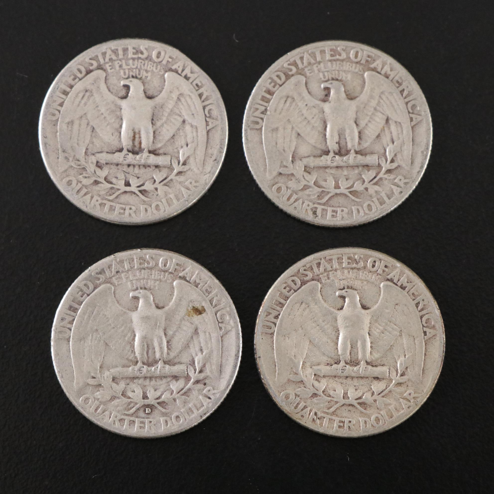 Twenty Washington Silver Quarters with One Canadian Silver Quarter