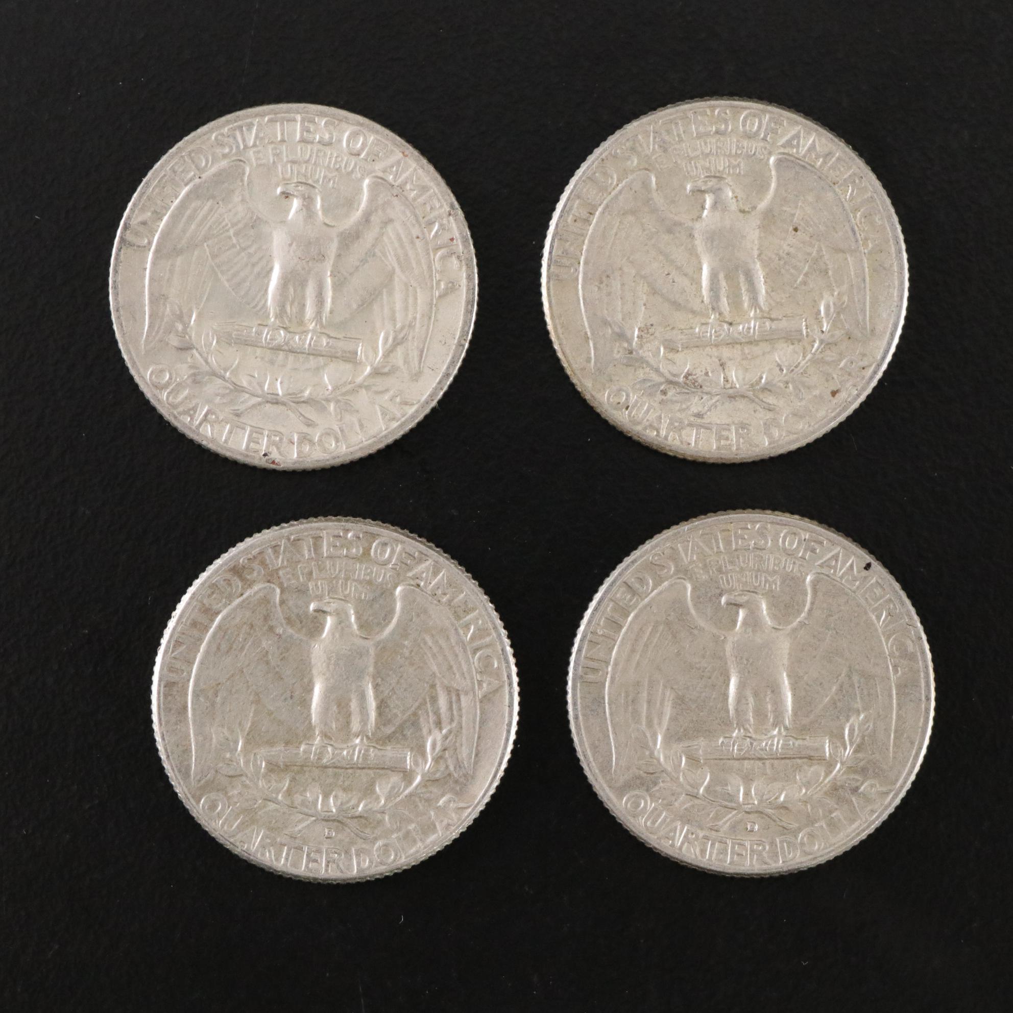 Twenty Washington Silver Quarters with One Canadian Silver Quarter