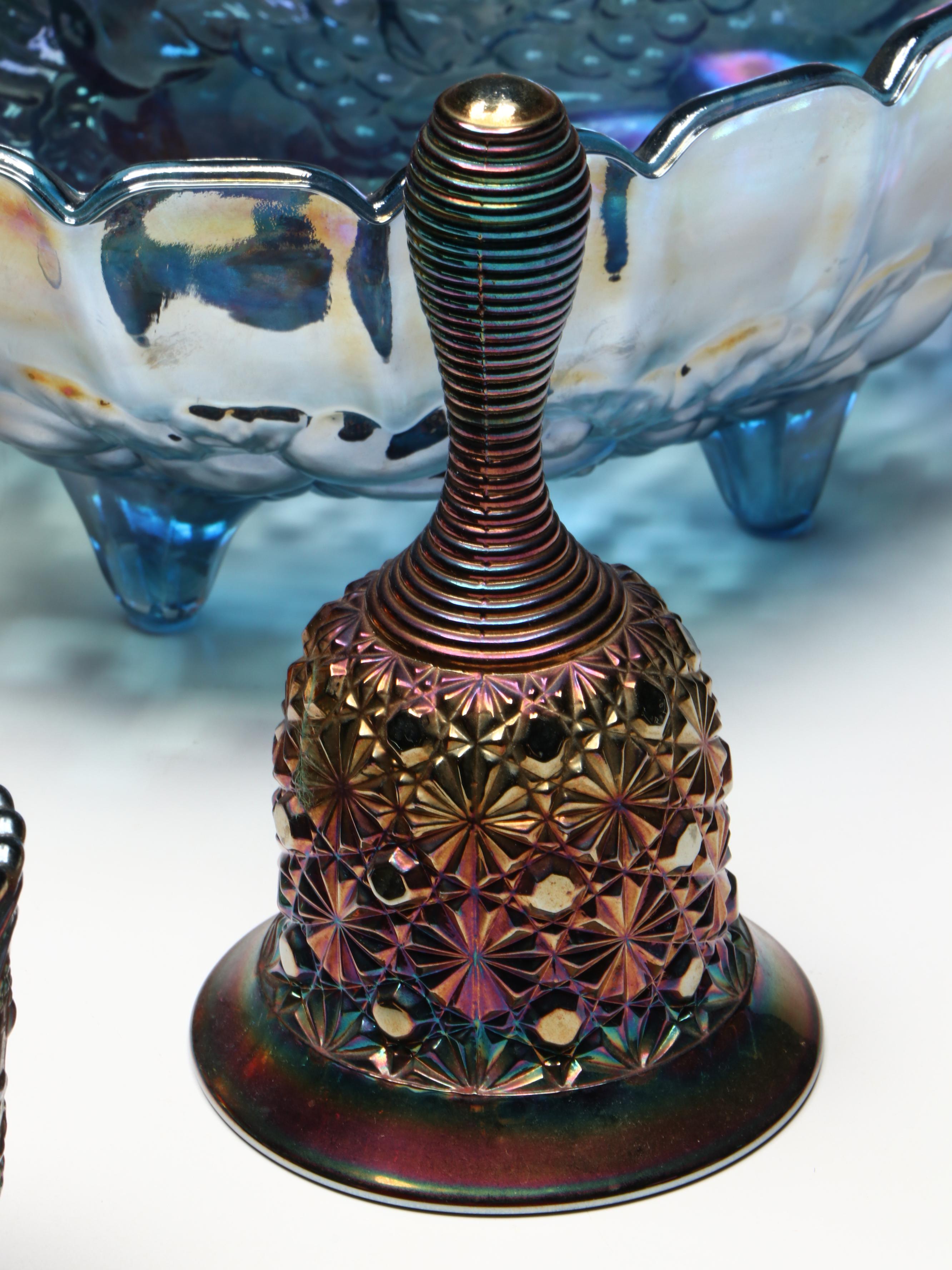 Indiana Glass with Fenton and Other Iridescent Carnival Glass Tableware
