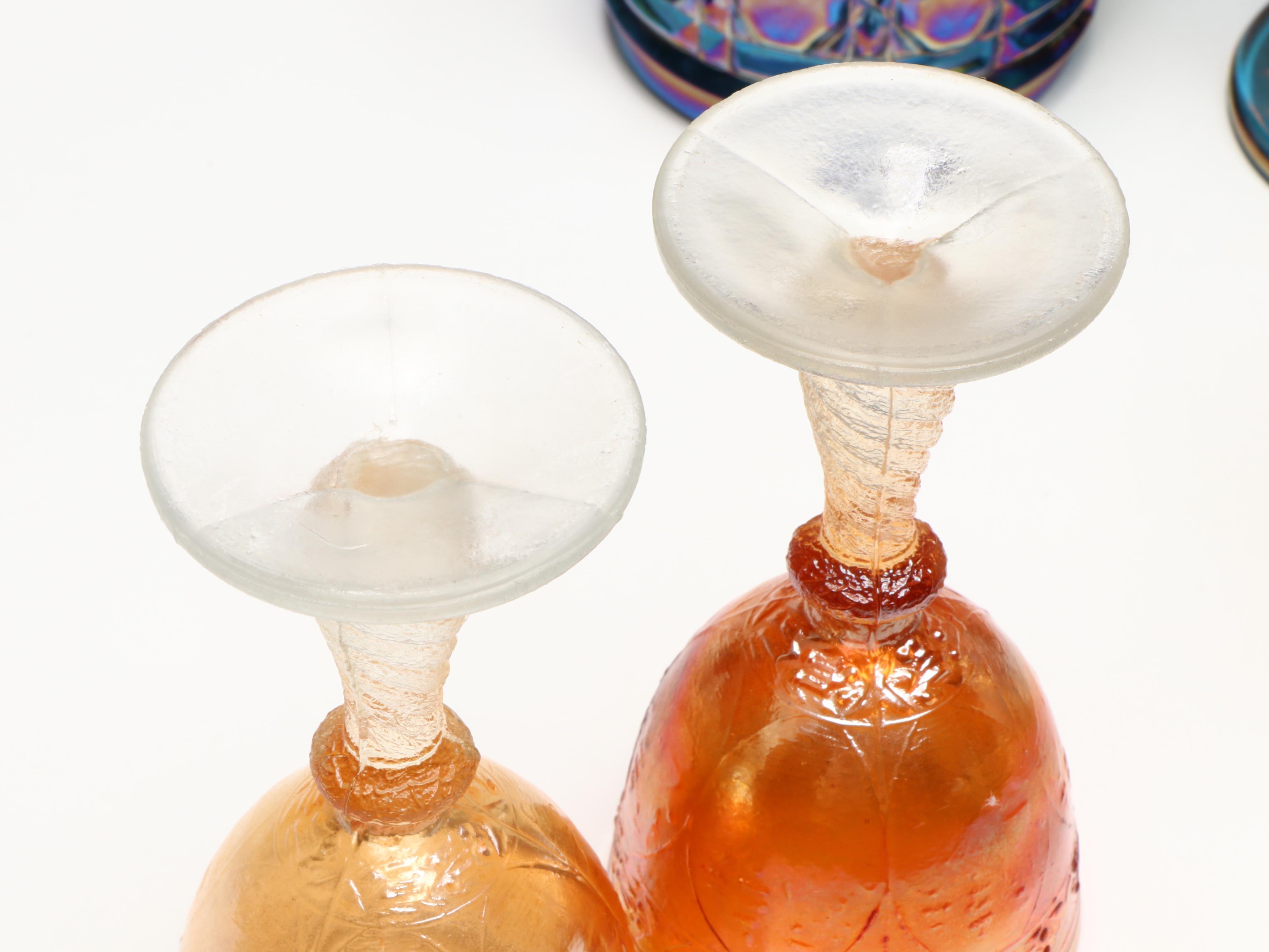 Indiana Glass with Fenton and Other Iridescent Carnival Glass Tableware