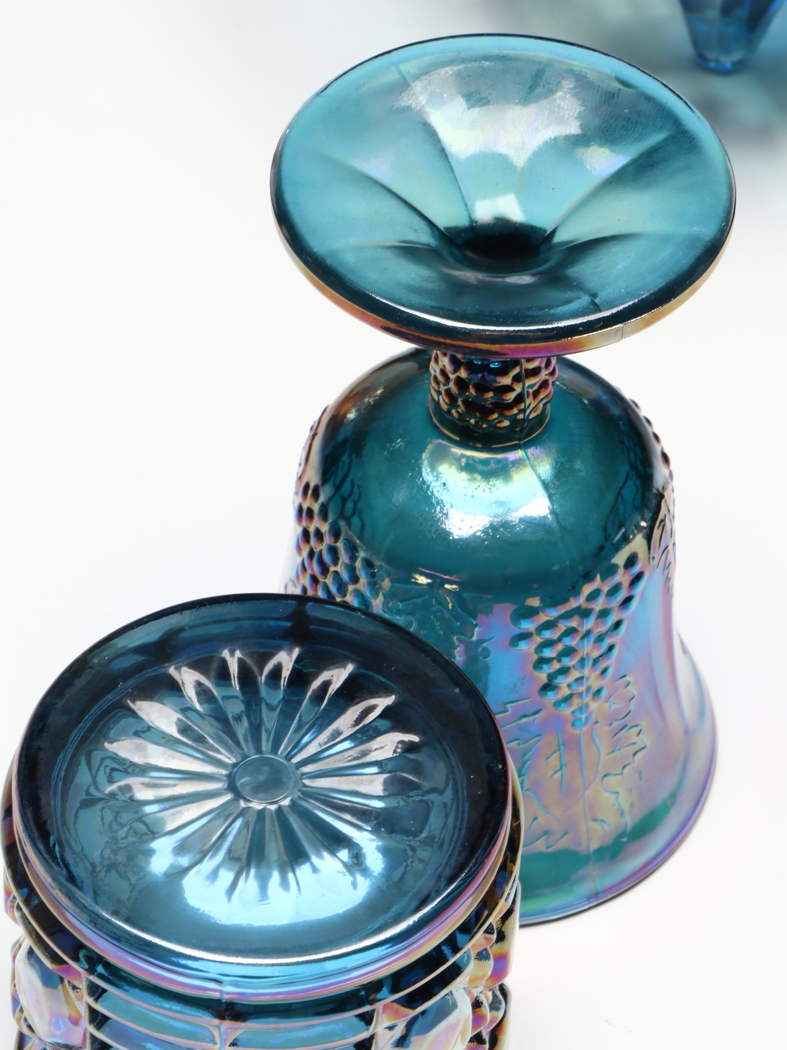 Indiana Glass with Fenton and Other Iridescent Carnival Glass Tableware