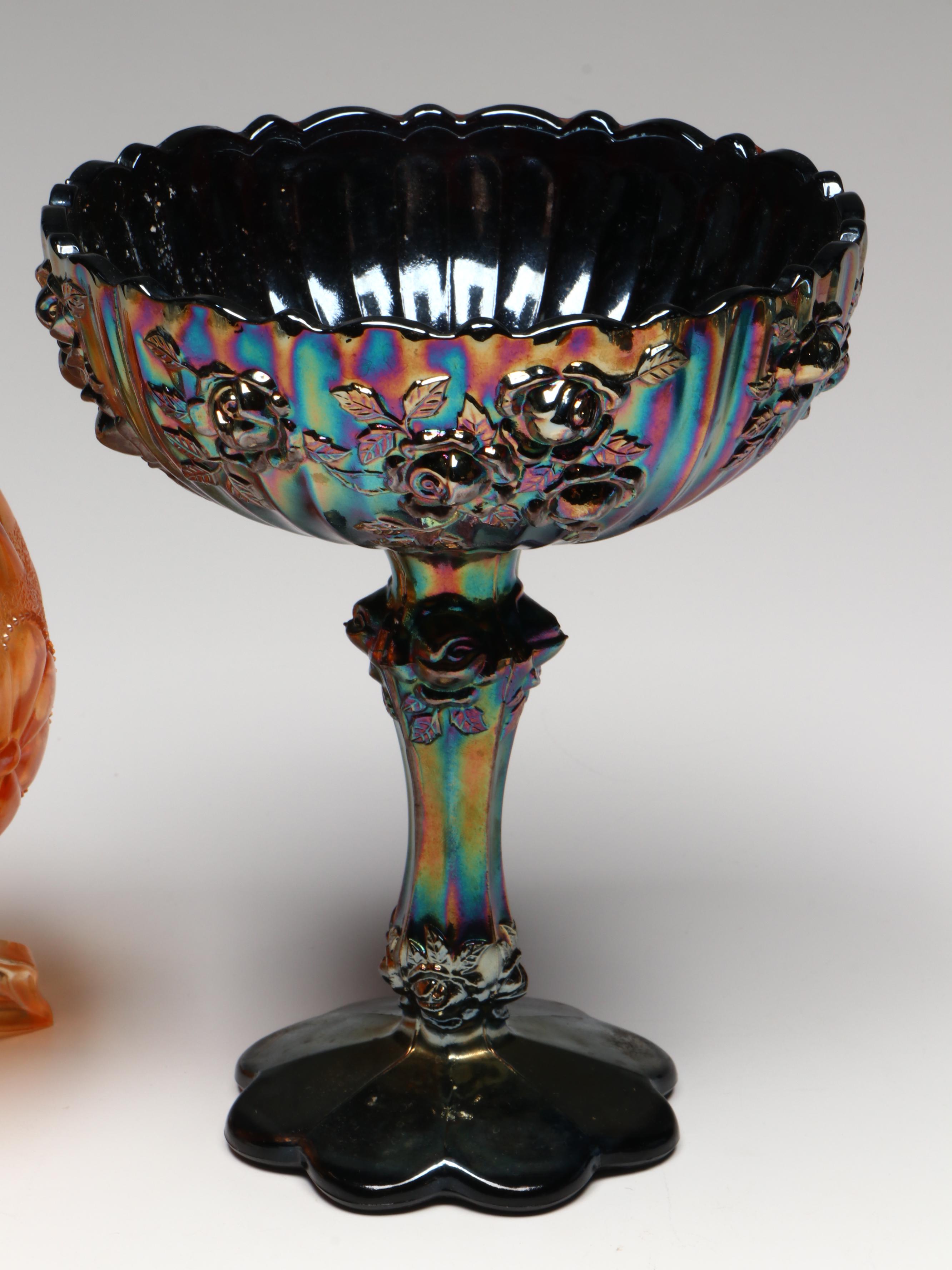 Indiana Glass with Fenton and Other Iridescent Carnival Glass Tableware