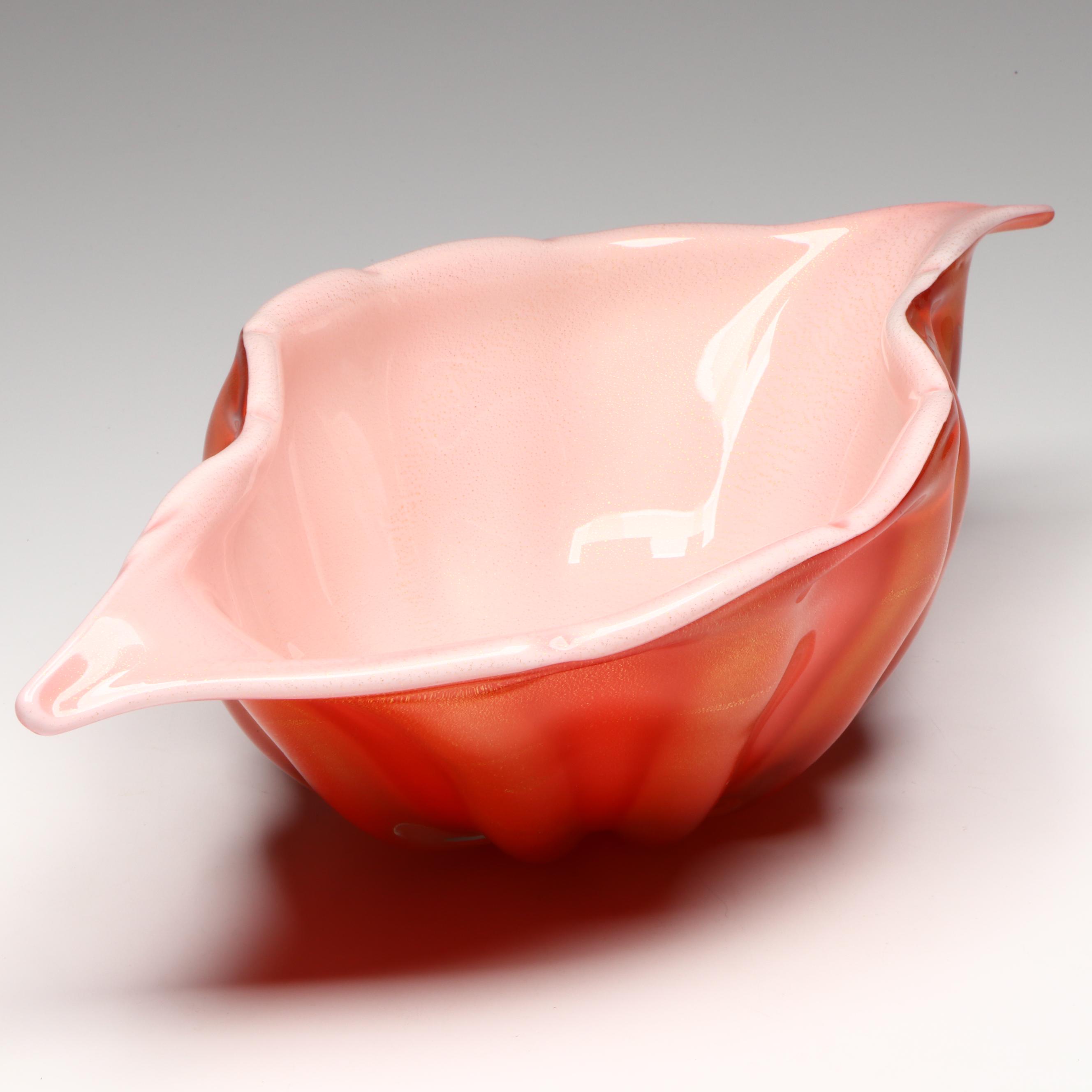 Murano Art Glass Shell Bowl Attributed to Alfredo Barbini