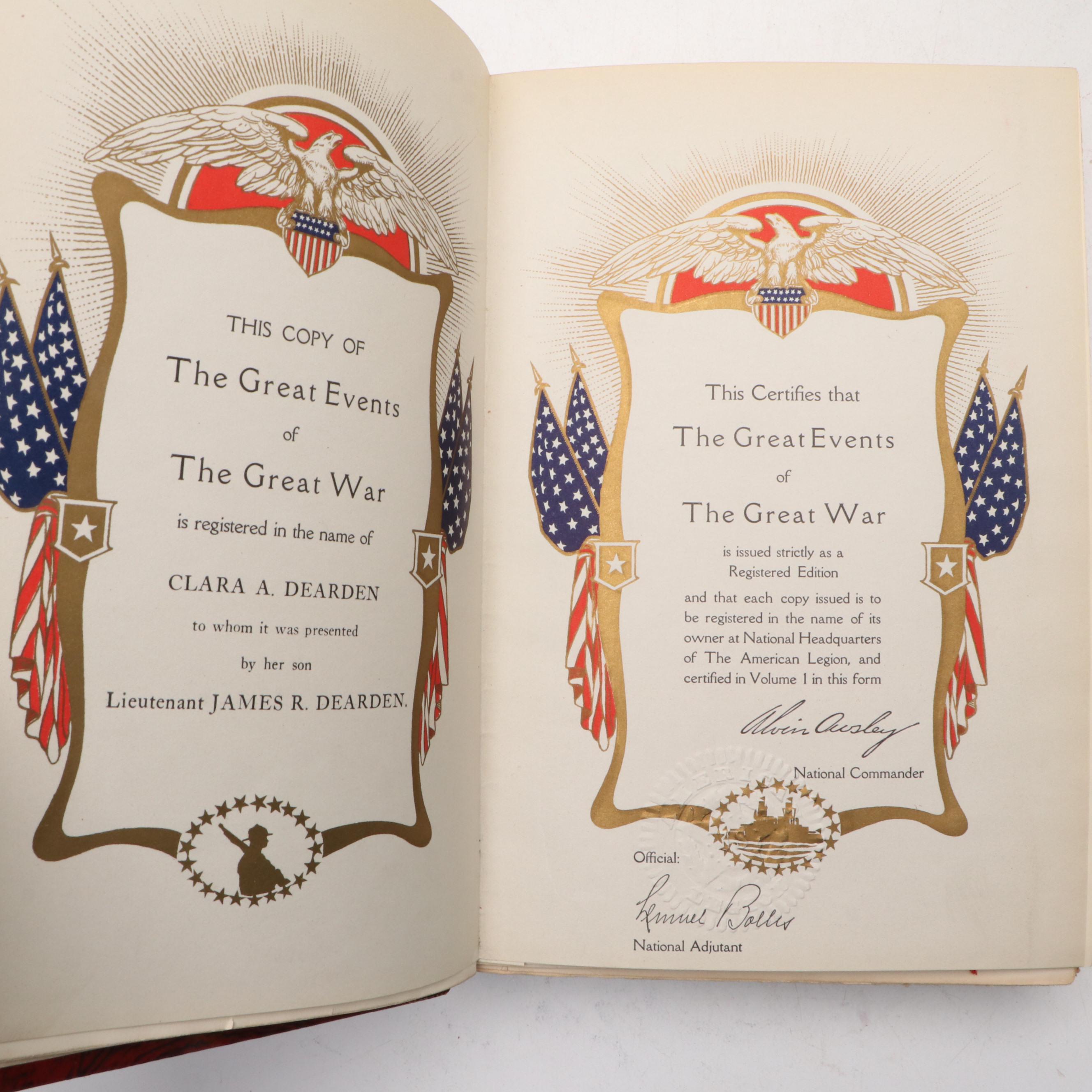 Illustrated "The Great Events of the Great War" Seven-Volume Set, 1923