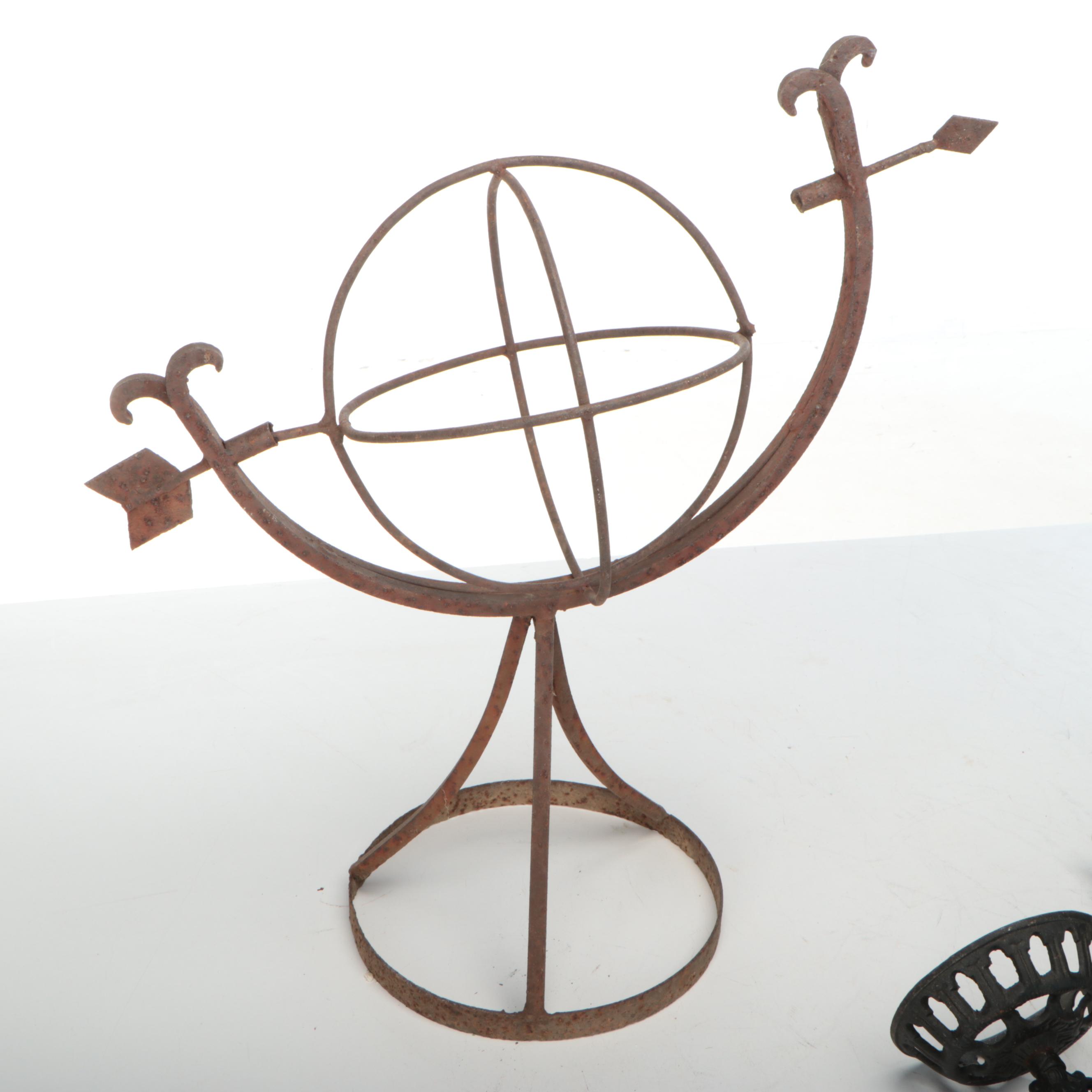 Victorian Iron Oil Lamp Wall Brackets, Trivet, and More Metal Décor