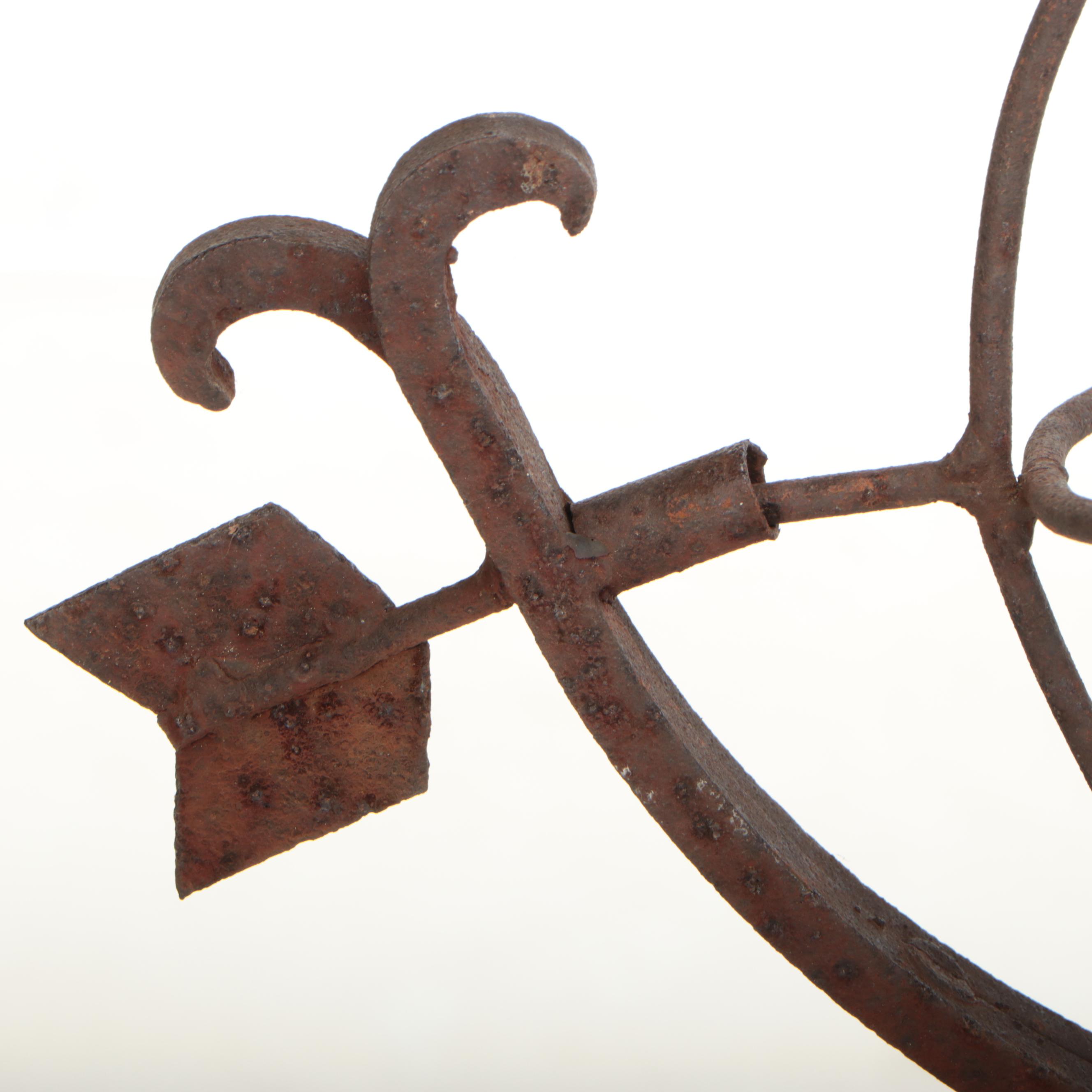 Victorian Iron Oil Lamp Wall Brackets, Trivet, and More Metal Décor
