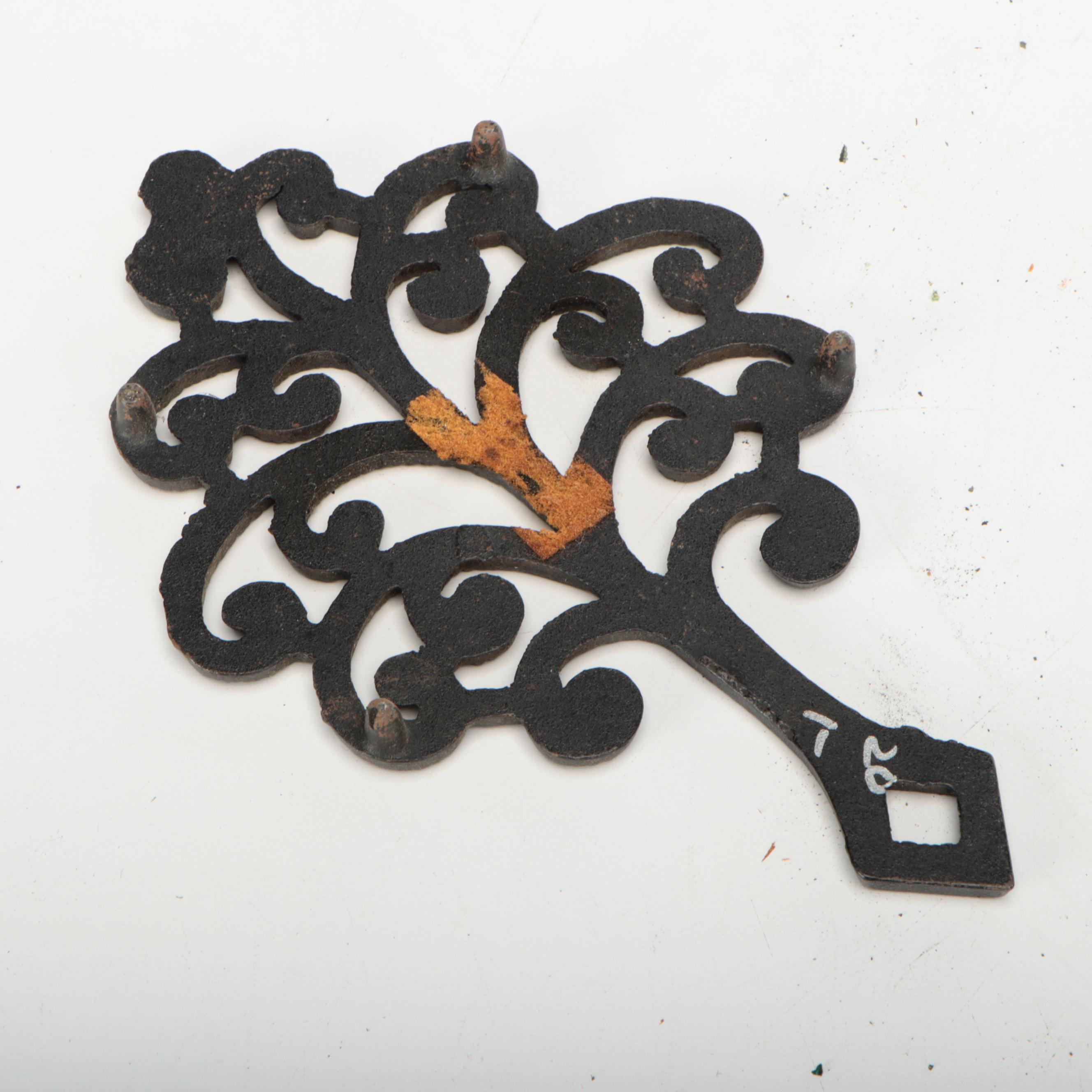 Victorian Iron Oil Lamp Wall Brackets, Trivet, and More Metal Décor